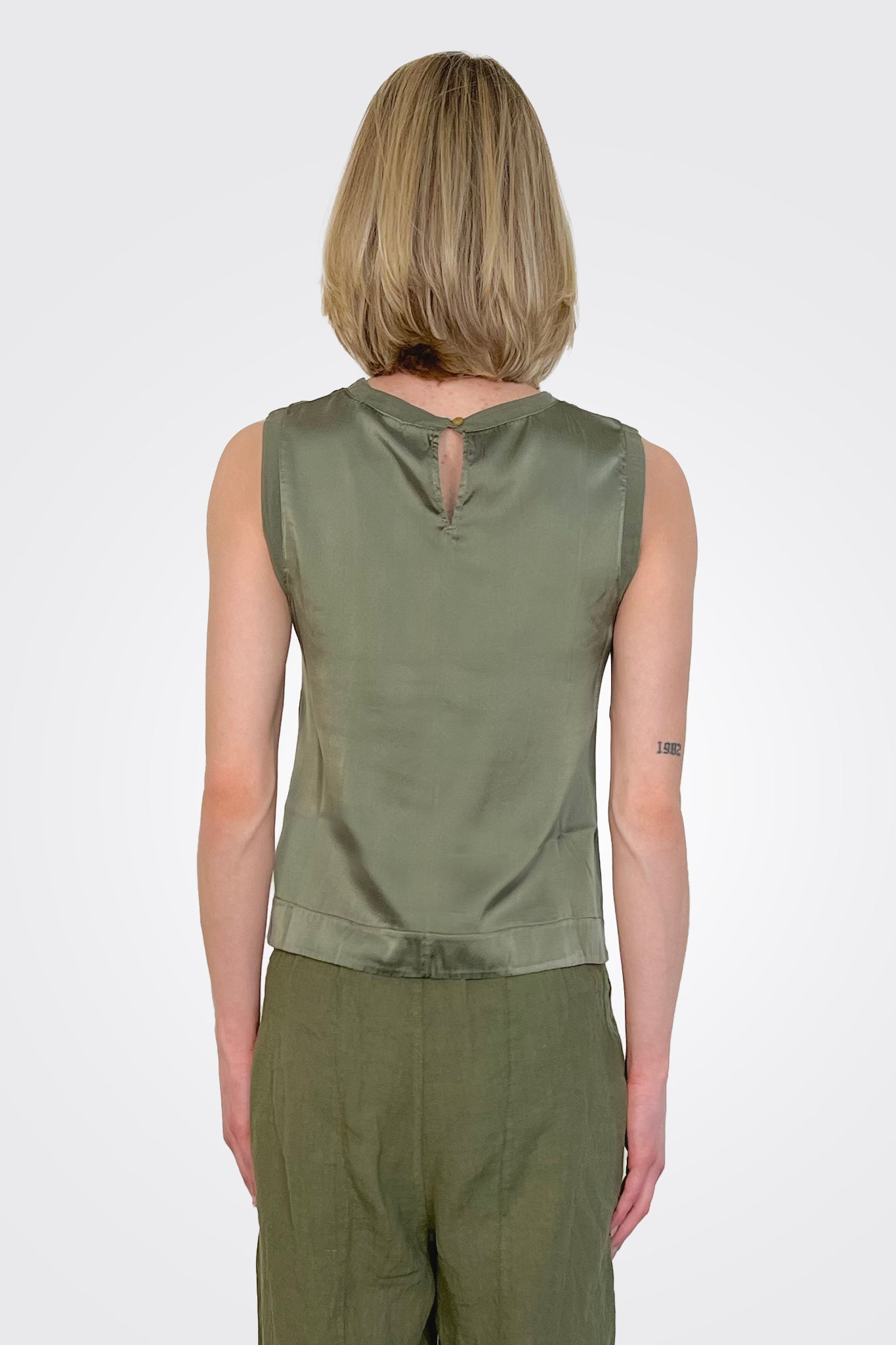 Stretch Silk Satin Tank - Green by Transit Par-Such — alternate view