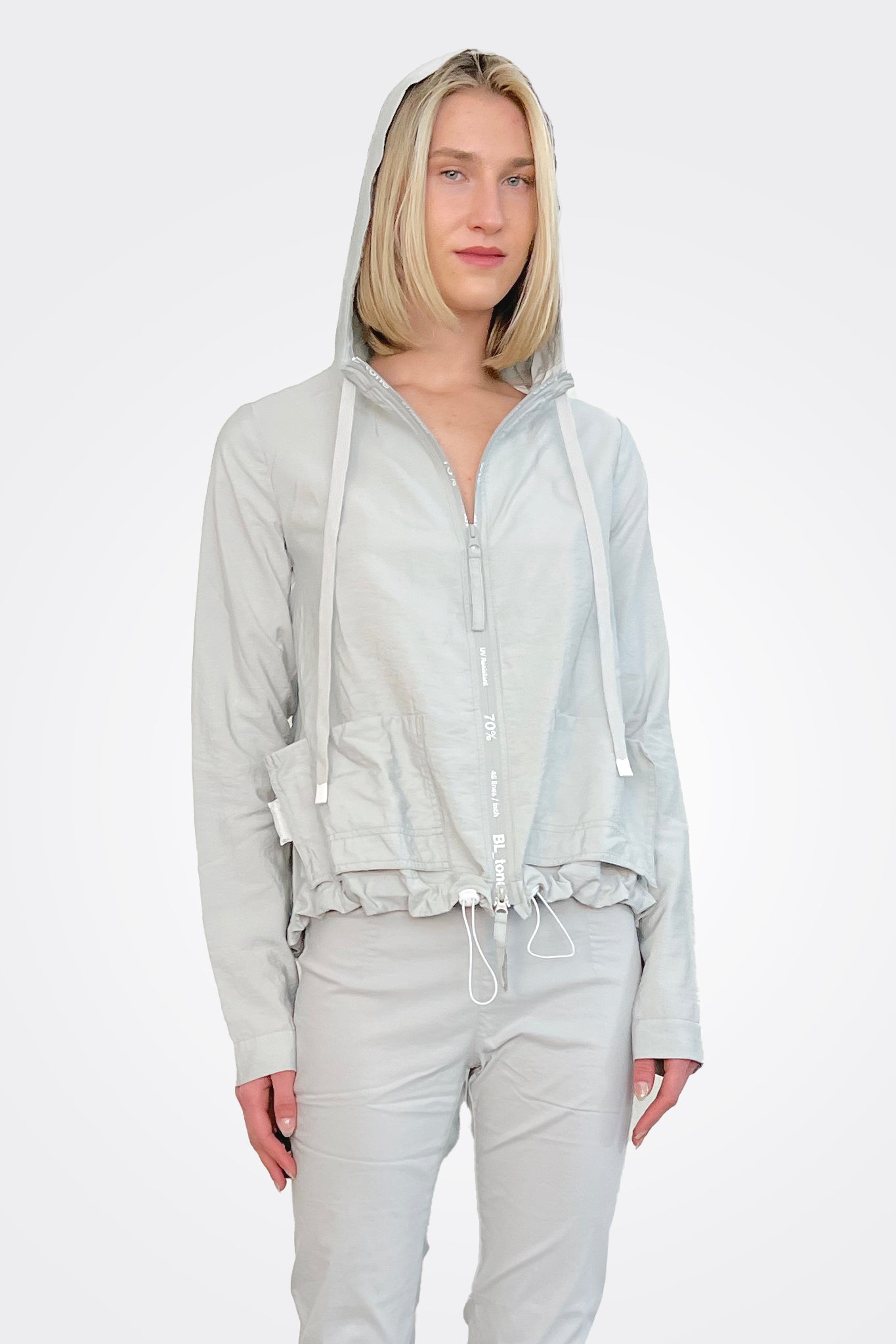 Graphic Zip Hooded Pocket Jacket - Grey by Rundholz — alternate view