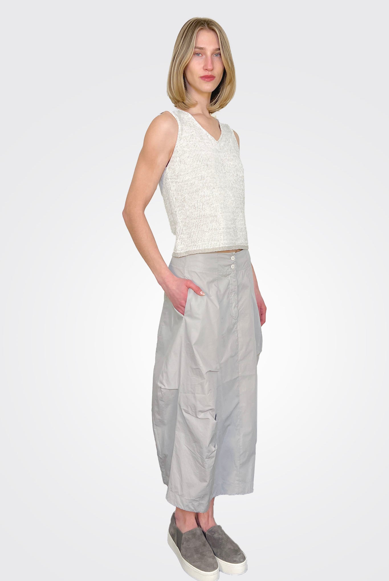 Button Closure Maxi Skirt - Grey by Transit Par-Such — alternate view