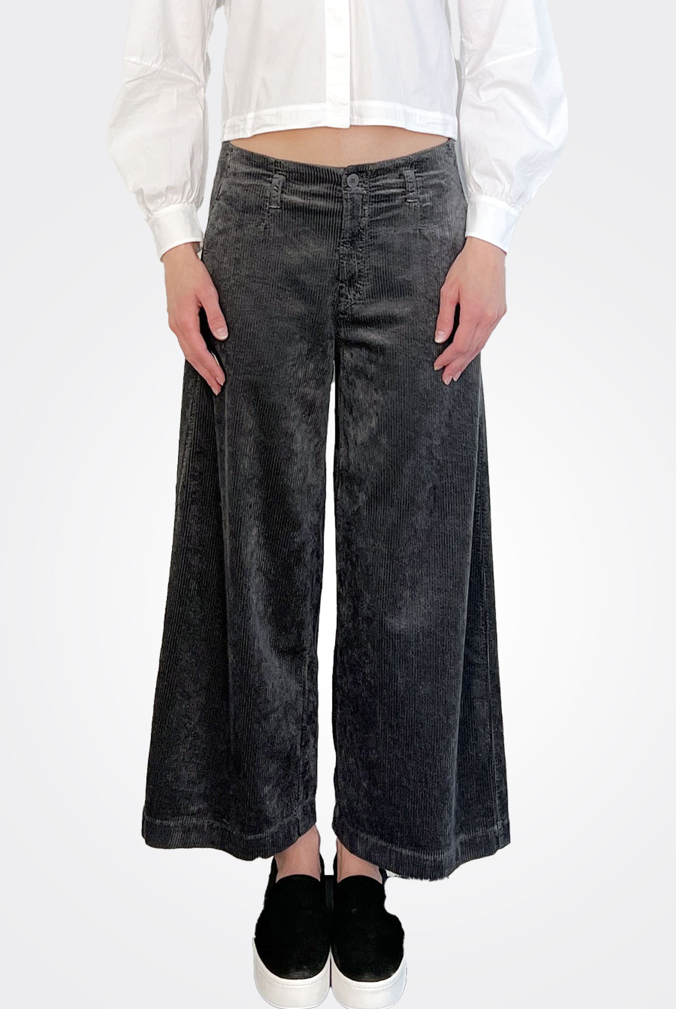 Wide Leg Corduroy Trousers - Grey by Transit Par-Such — alternate view