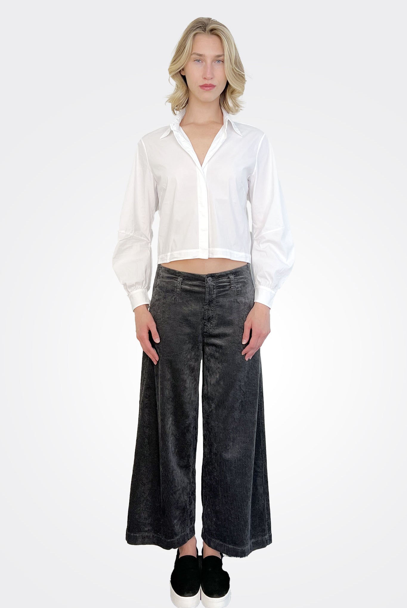 Wide Leg Corduroy Trousers - Grey by Transit Par-Such | 25 South Boutiques