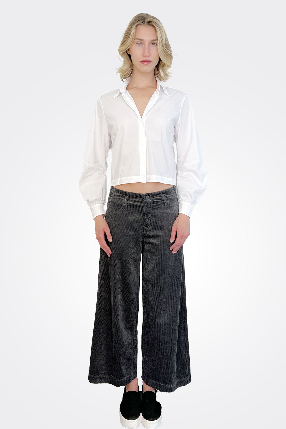 Wide Leg Corduroy Trousers - Grey by Transit Par-Such | 25 South Boutiques