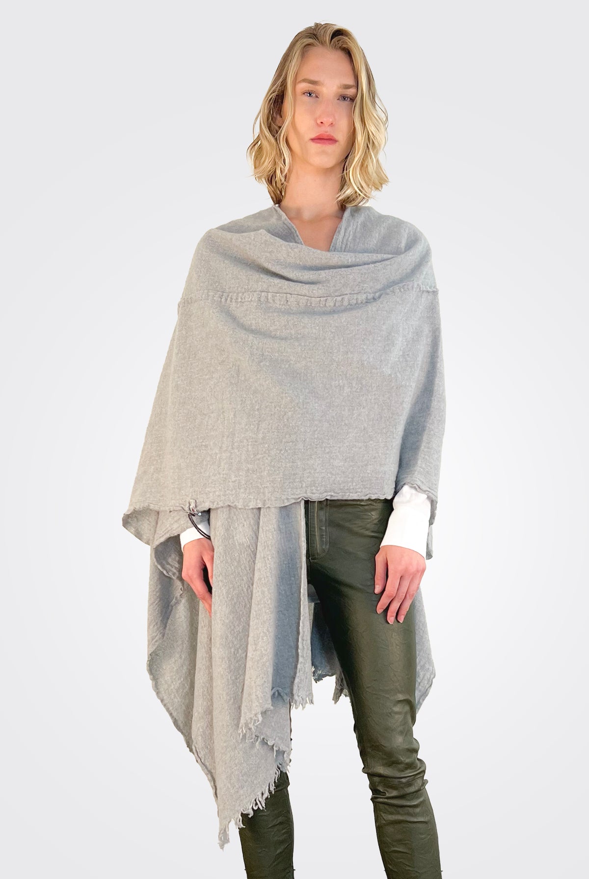Stitch Detailed Poncho - Heather Grey by Private 0204 | 25 South Boutiques