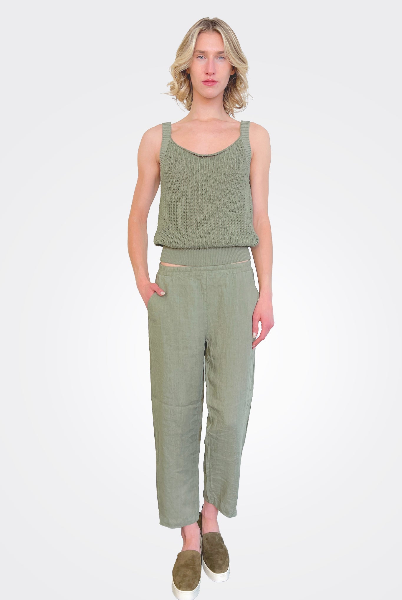 Cropped Ankle Trousers - Green Water by Transit Par-Such | 25 South Boutiques