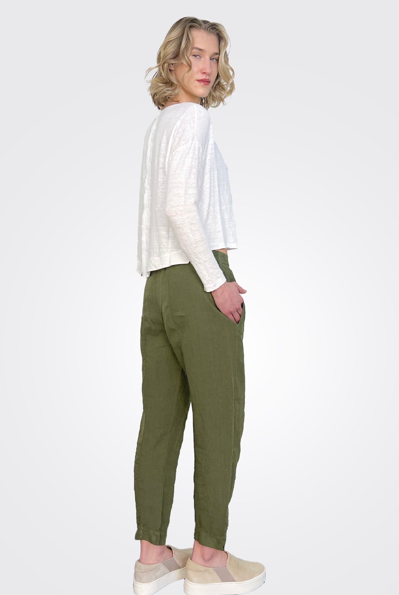 Linen Pocket Pants - Green by Transit Par-Such — view 4