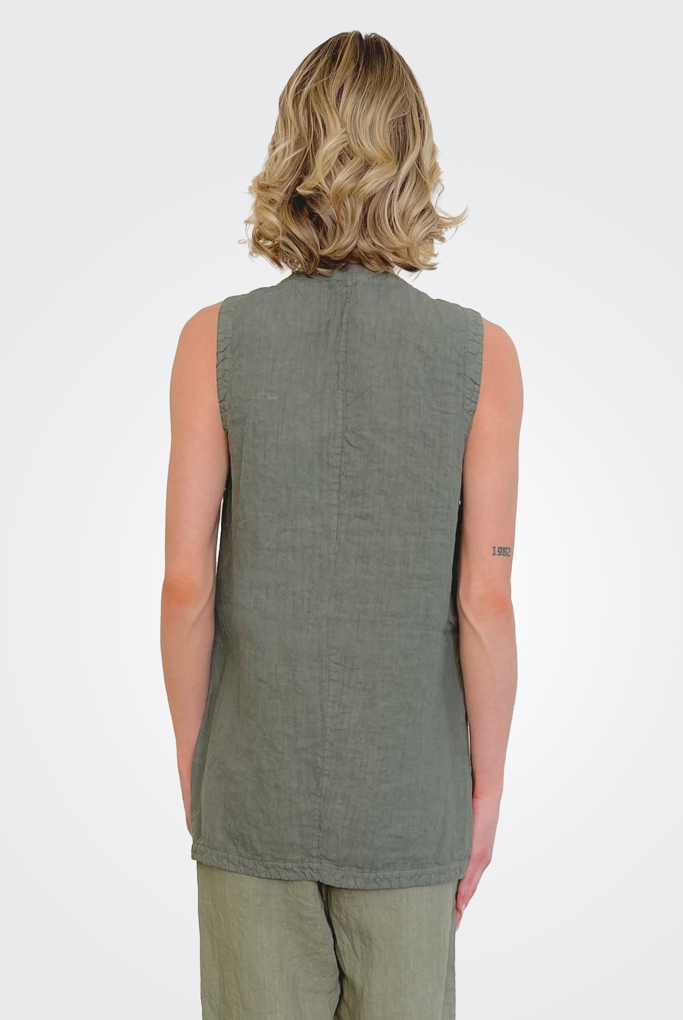 Lasercut Long Vest - Green by Transit Par-Such — view 3