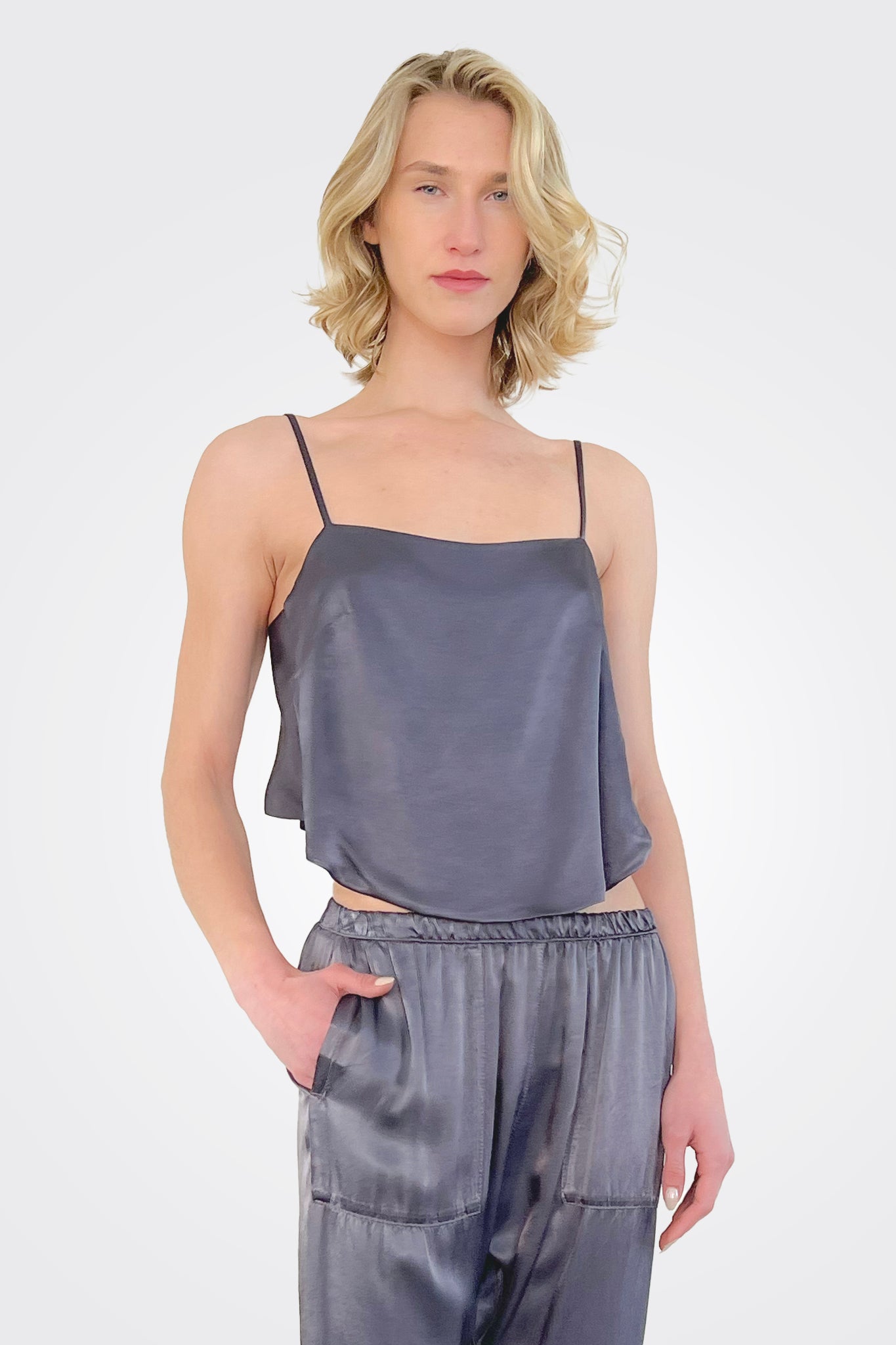 Georgia Vintage Satin Top - Graphite by Pharaoh | 25 South Boutiques