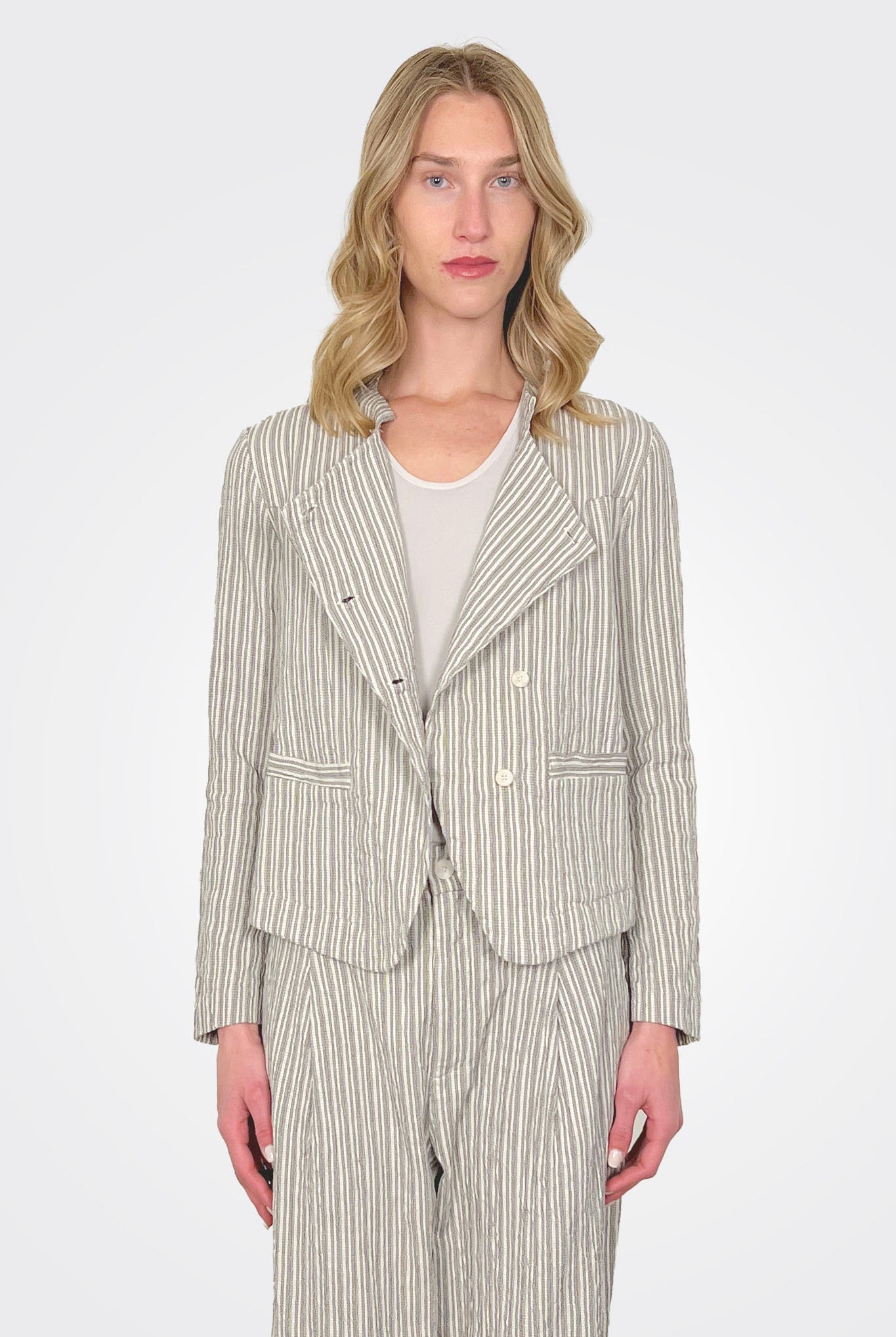 Double-Breasted Embossed Jacket - Grey by Transit Par-Such — alternate view