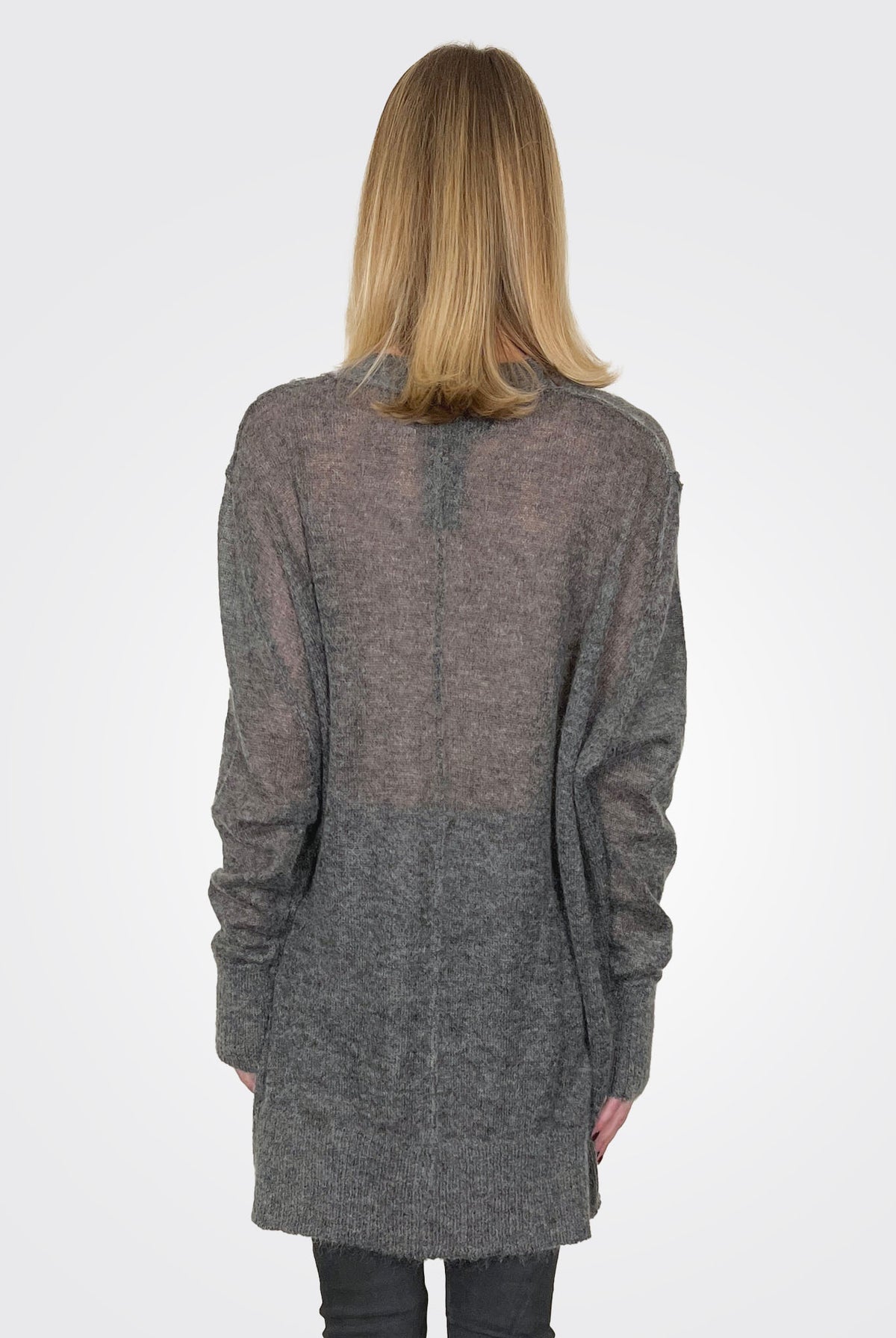 Mohair Silk Oversize Cardigan - Grey by Isabel Benenato — alternate view
