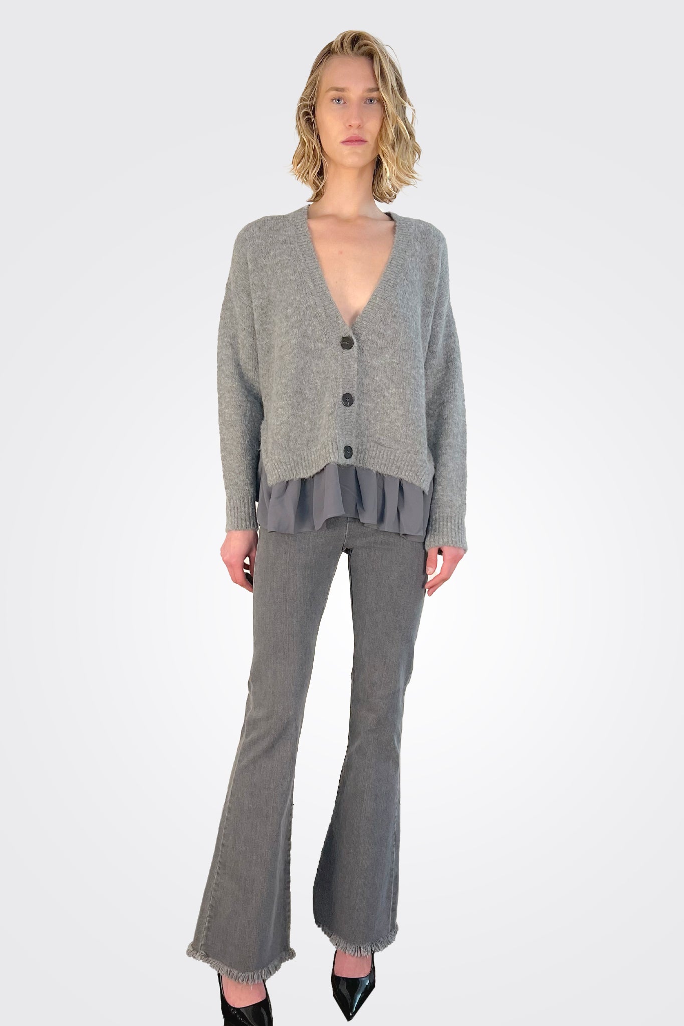 Button Up Cardigan - Grey by MeiMeij — view 3
