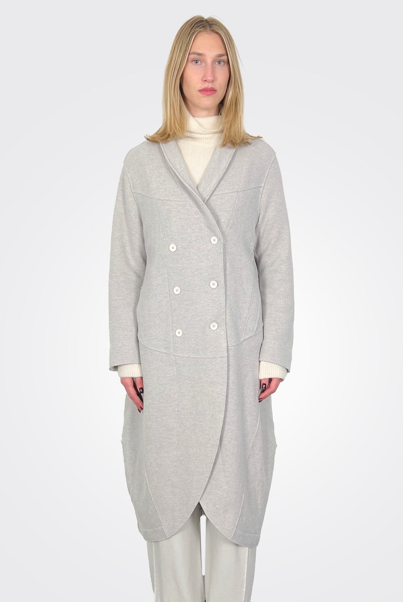 Oversize Double Breasted Long Coat - Grey Ice by Transit Par-Such — alternate view