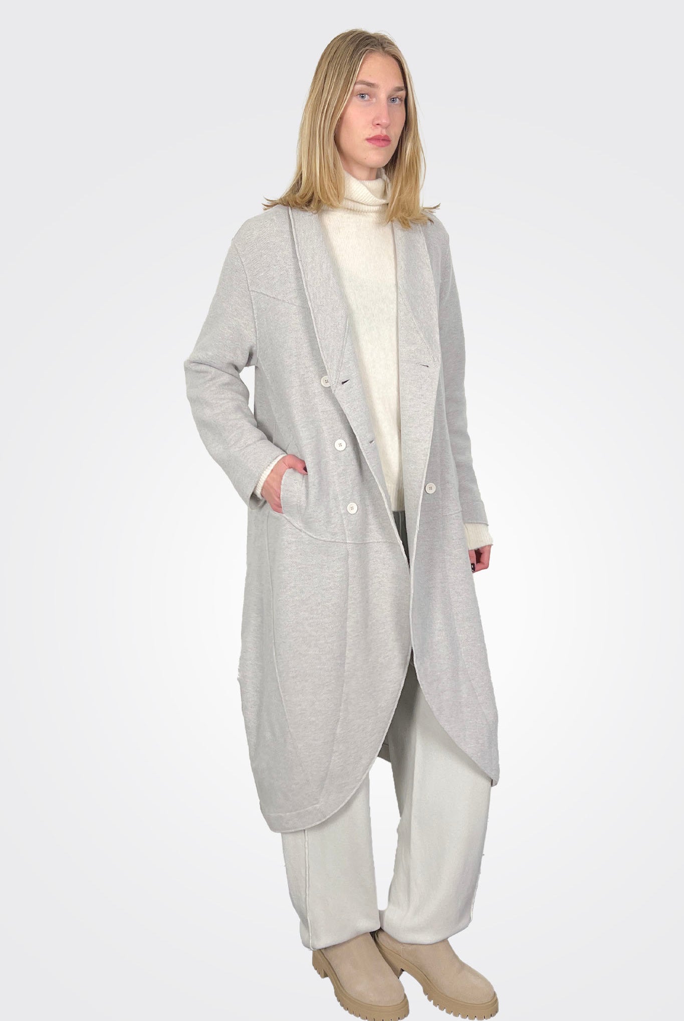 Oversize Double Breasted Long Coat - Grey Ice by Transit Par-Such | 25 South Boutiques