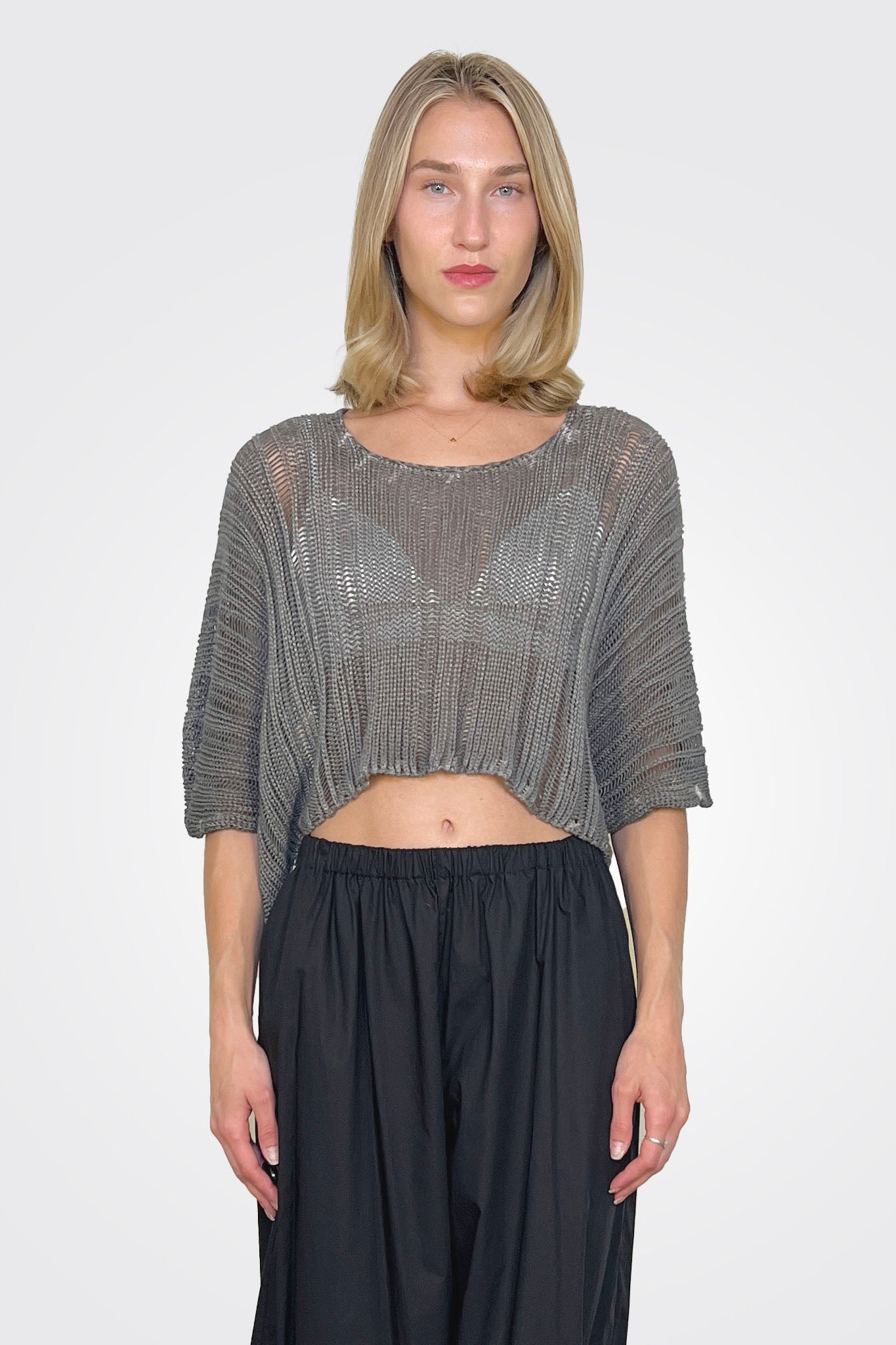 Crop Knit Tunic - Grey Old Dye by Studio B3 | 25 South Boutiques