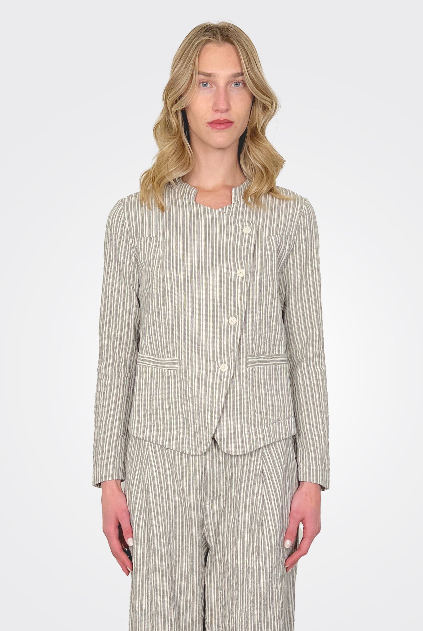 Double-Breasted Embossed Jacket - Grey by Transit Par-Such | 25 South Boutiques