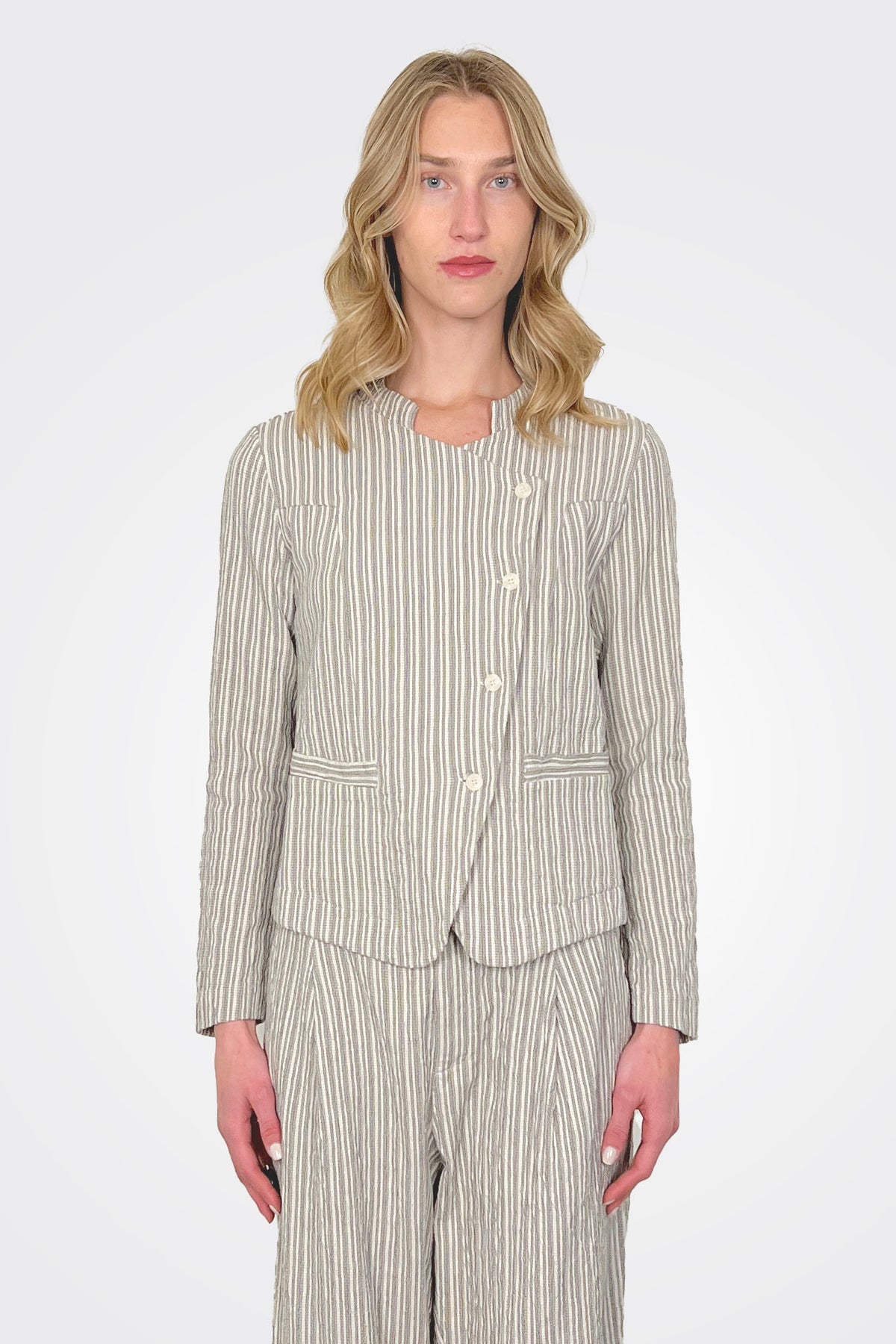 Double-Breasted Embossed Jacket - Grey by Transit Par-Such | 25 South Boutiques