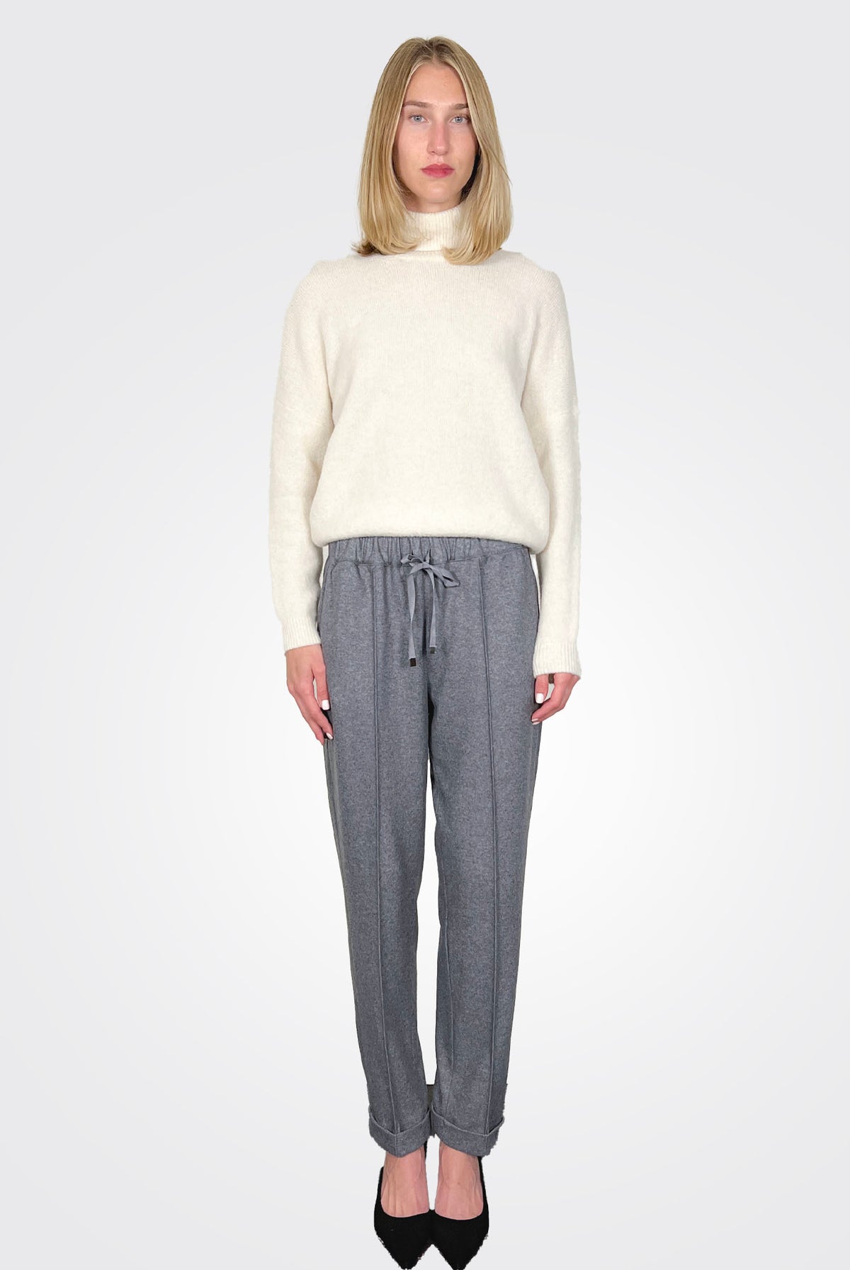Brian Trousers - Medium Grey Melange by Liviana Conti | 25 South Boutiques