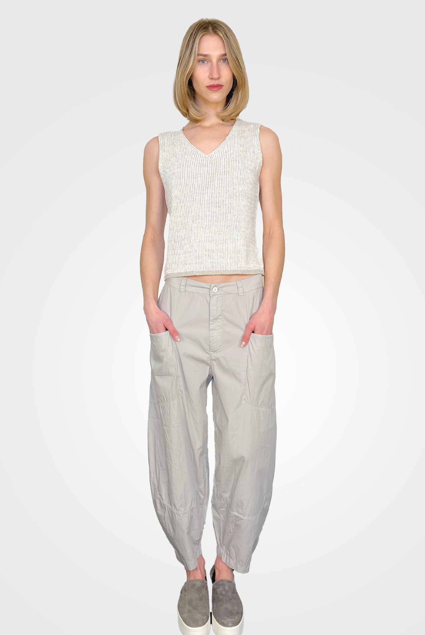 Baggy Leg Comfort Trousers - Pearl Grey by Transit Par-Such — view 4