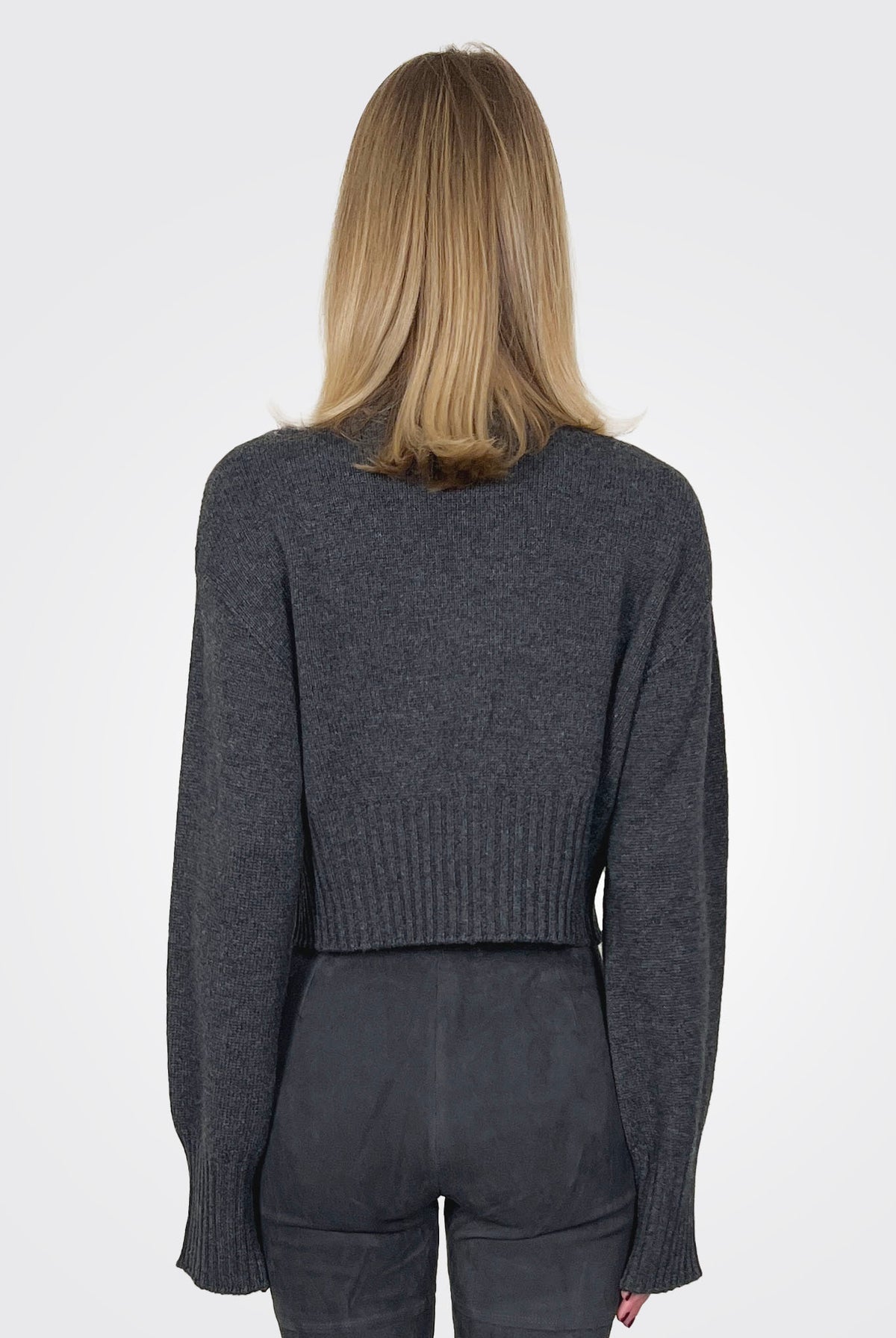 Crop Crew Sweater - Grey by Liviana Conti — alternate view