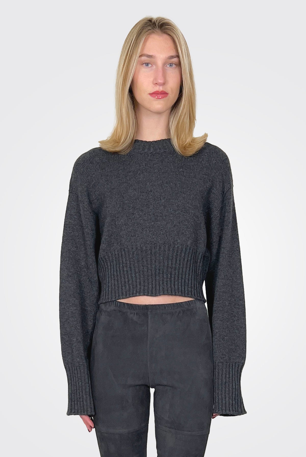 Crop Crew Sweater - Grey by Liviana Conti | 25 South Boutiques