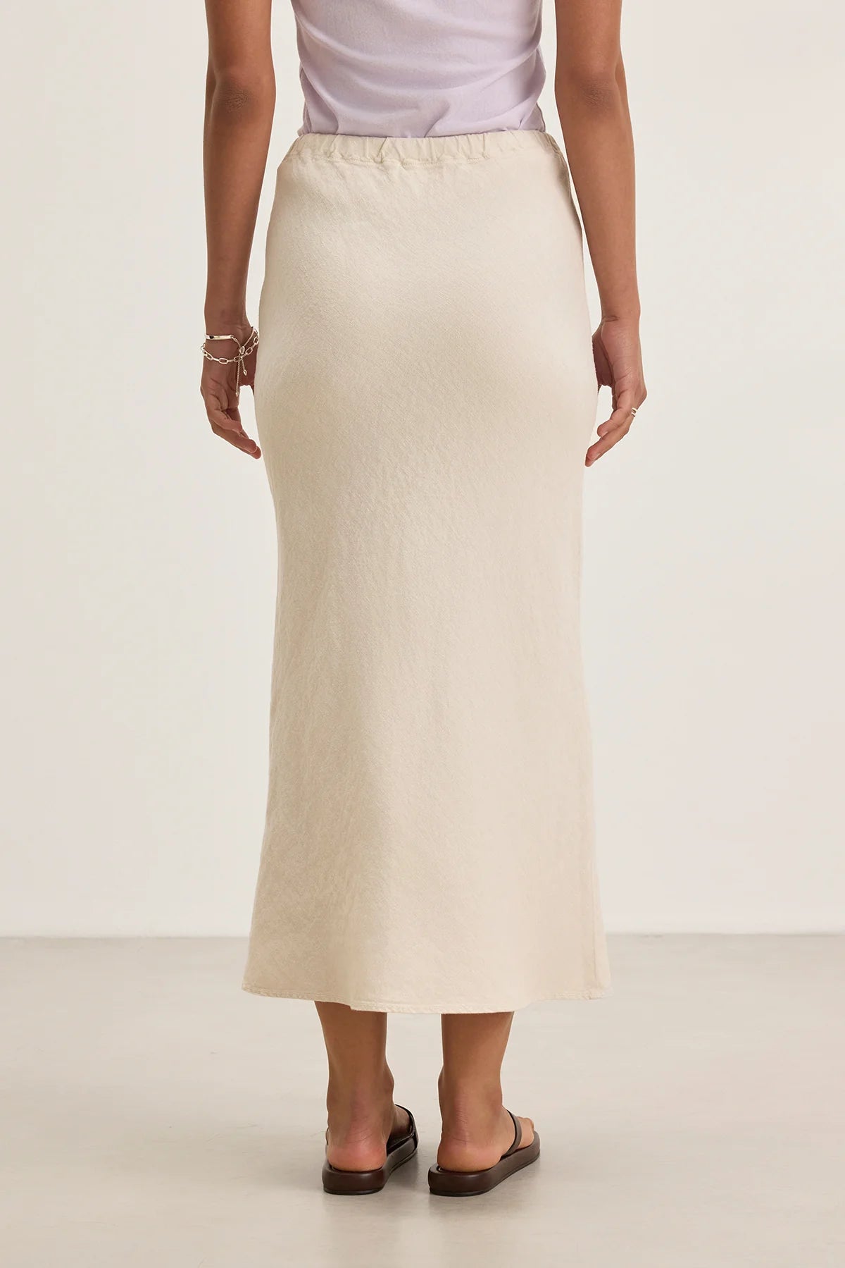 Beka Heavy Linen Drawstring Skirt - Bisque by Velvet — view 3