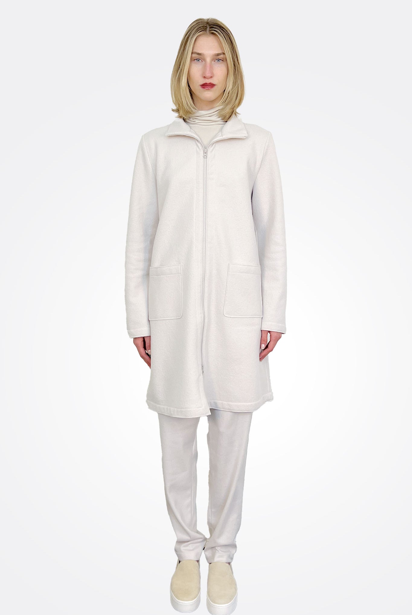 Woollen Cloth Zipped Coat - Ice by Transit Par-Such — view 3
