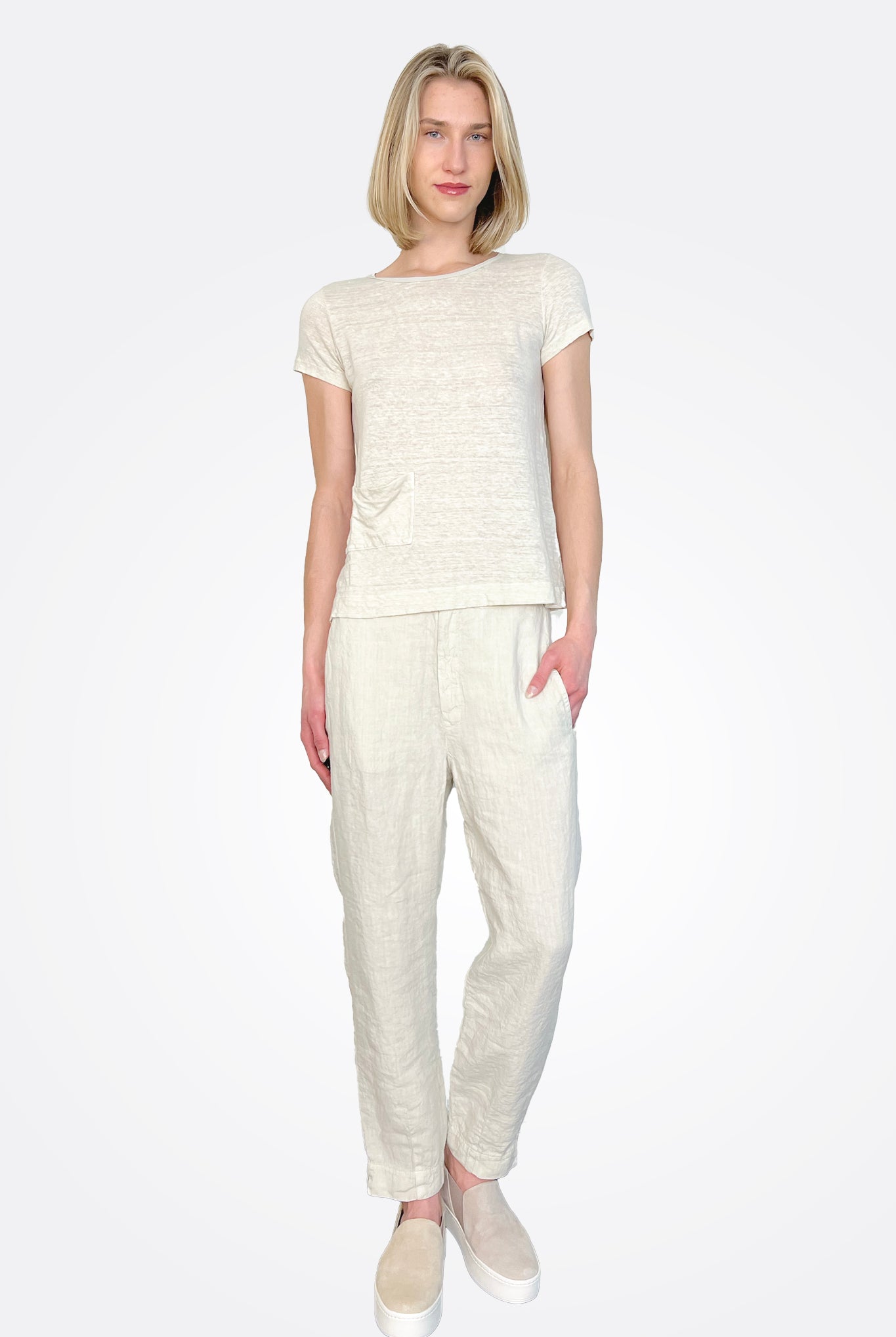 Linen Pocket Pants - Ivory by Transit Par-Such — view 4