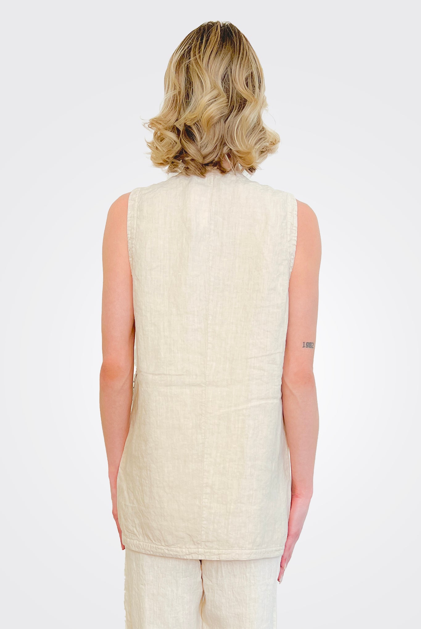 Lasercut Long Vest - Ivory by Transit Par-Such — alternate view