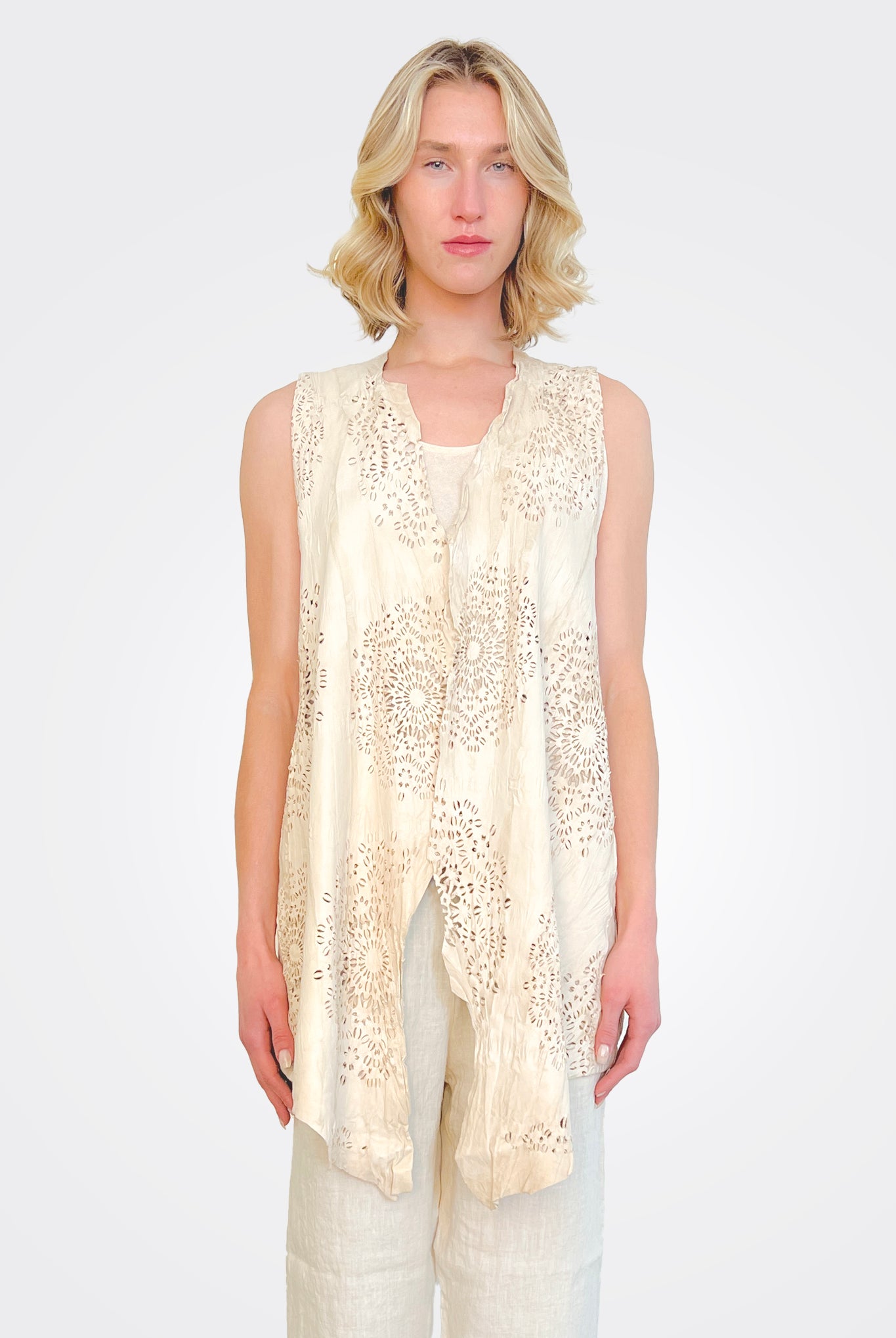 Lasercut Long Vest - Ivory by Transit Par-Such | 25 South Boutiques