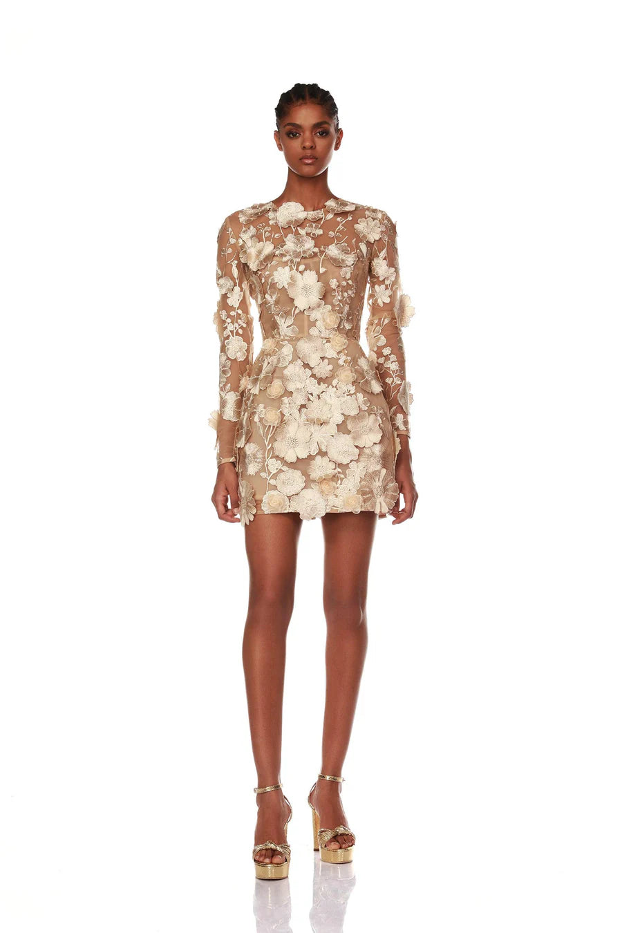 Maraya Bouquet Long Sleeve Dress - Gold by Bronx And Banco | 25 South Boutiques