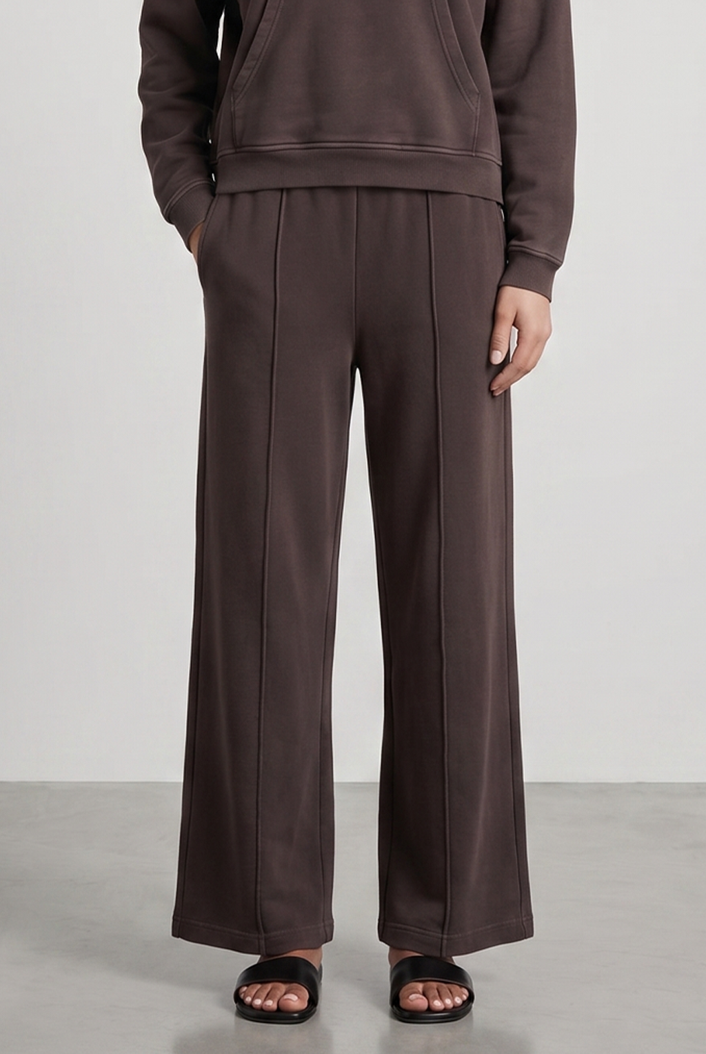 Puka Wide Leg Lounge Pant - Black Bean by Keeling — alternate view