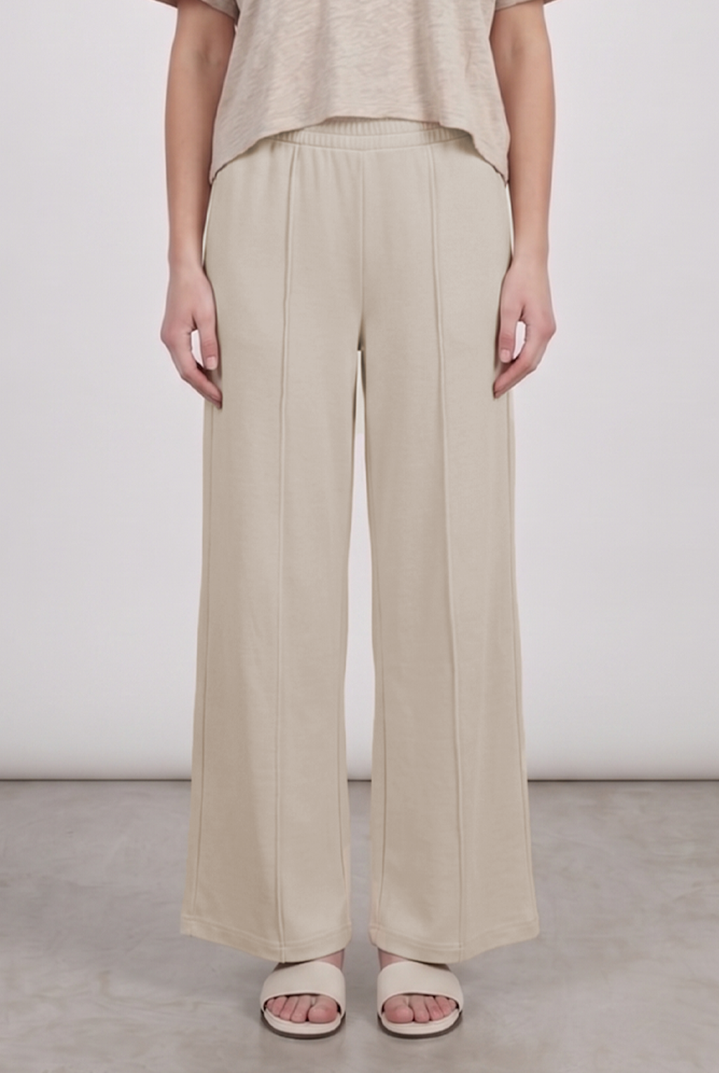 Puka Wide Leg Lounge Pant - Khaki by Keeling — alternate view