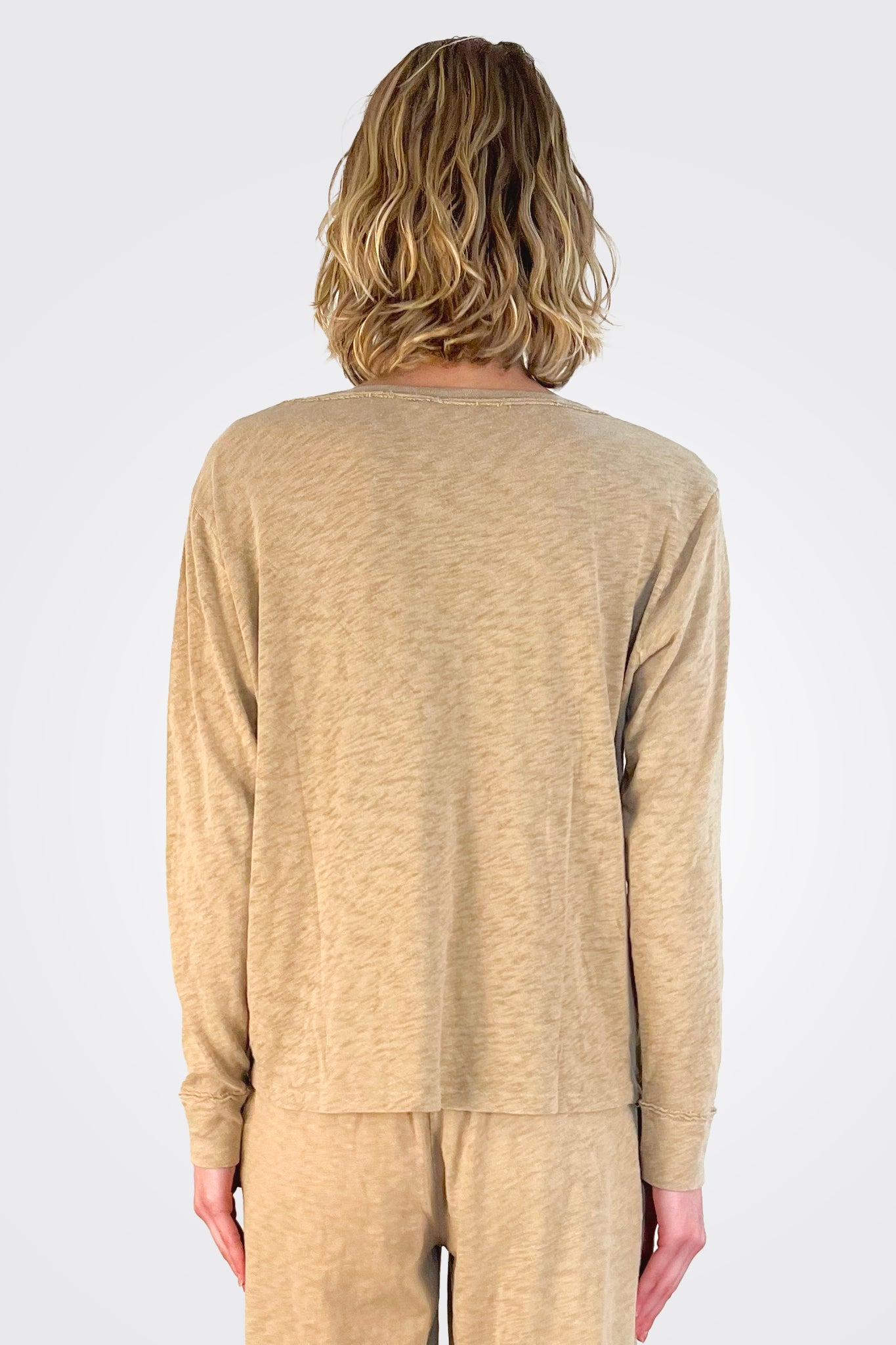 Billie Boyfriend Long Sleeve Tee - Khaki by HelloNite — alternate view