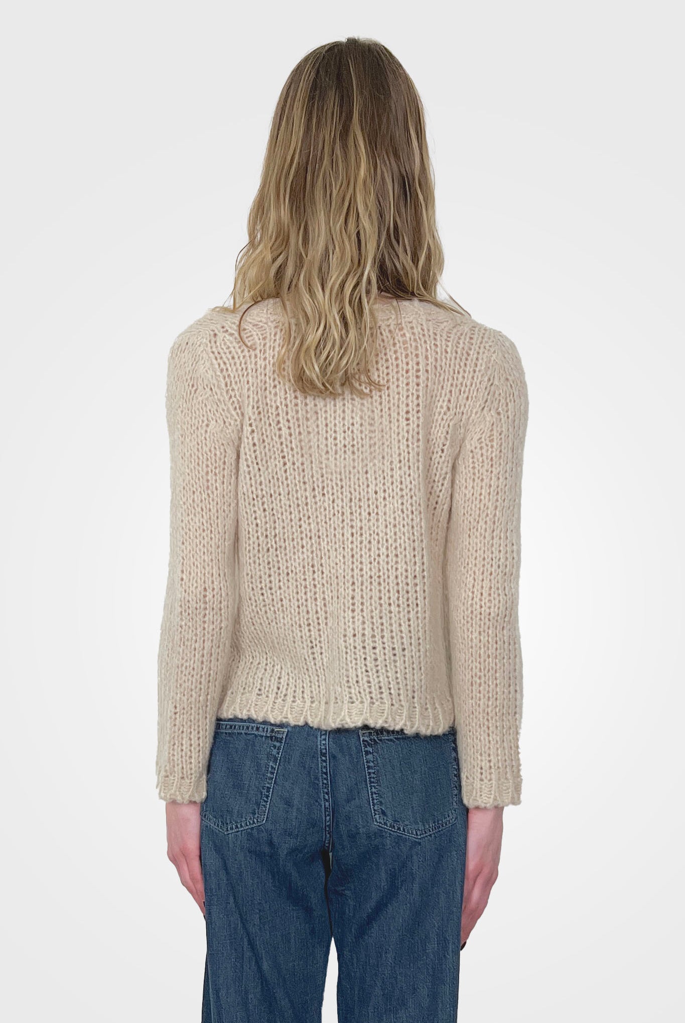 Cashmere Knit Crop Cardigan - Latte by Private 0204 — alternate view