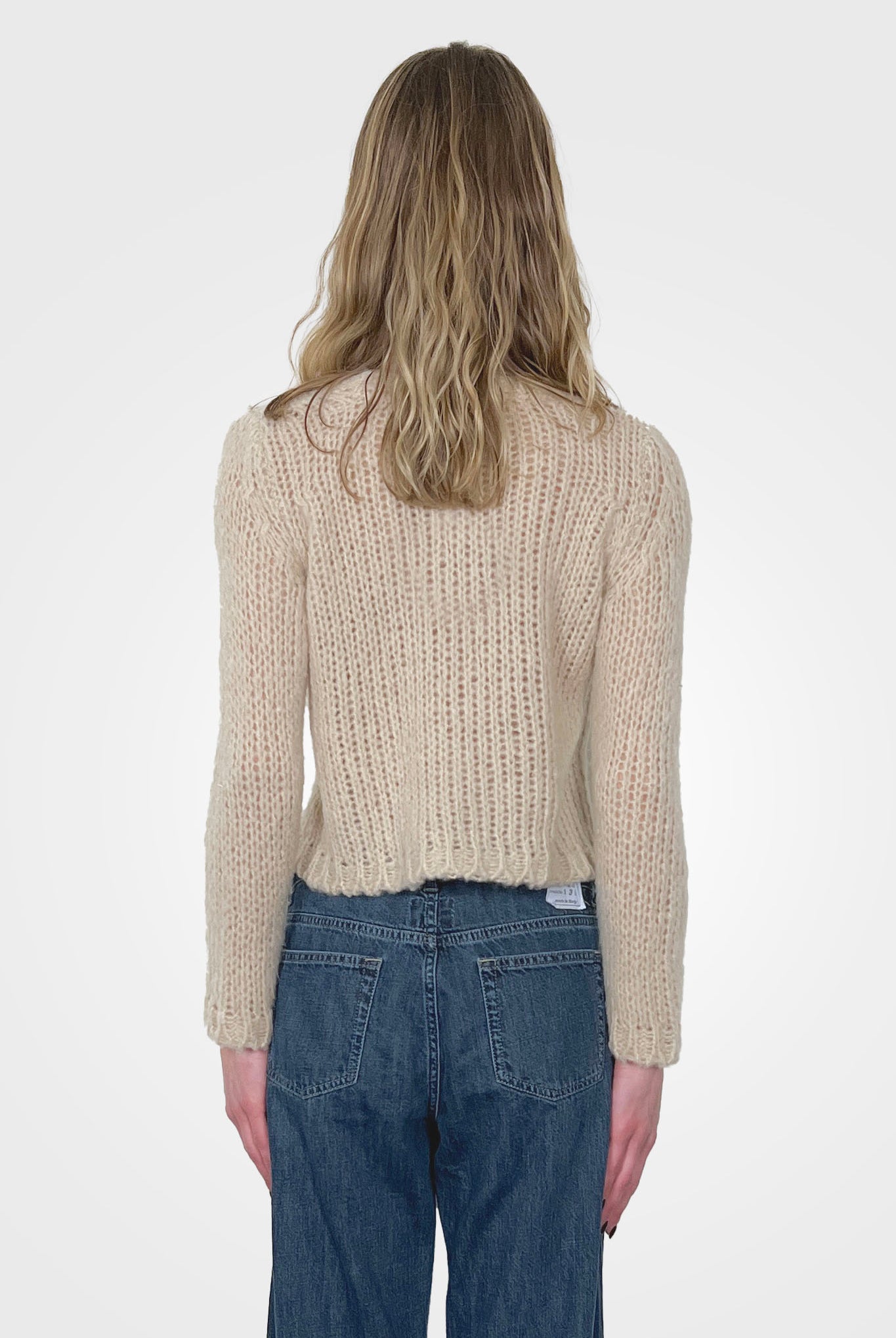 Crop Knit Cashmere Sweater - Latte by Private 0204 — alternate view