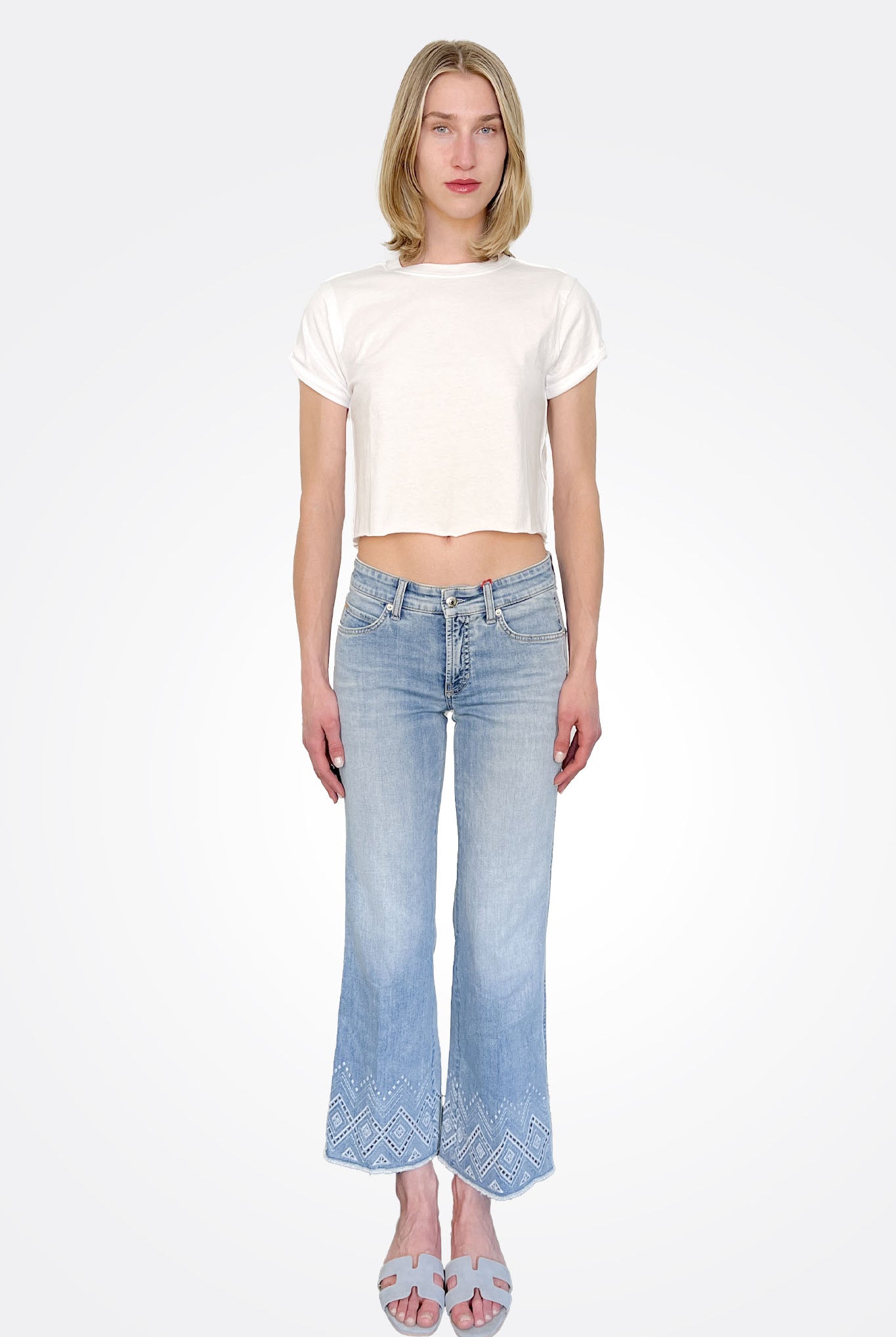 Francesca Design Flared Fit Crop Jean - Light Blue by Cambio — alternate view