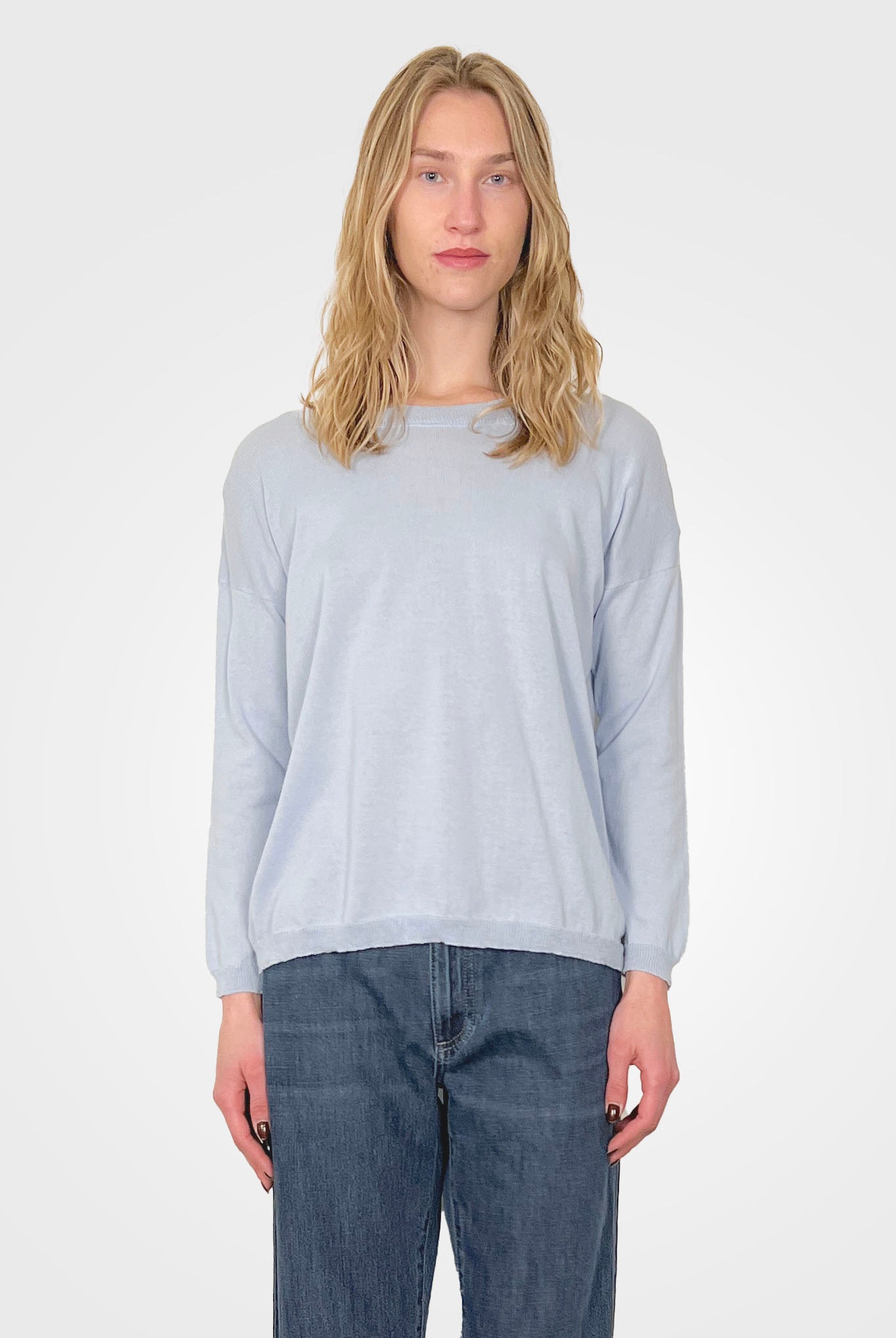 Long Sleeve Crew Neck Sweater - Light Blue by Private 0204 | 25 South Boutiques