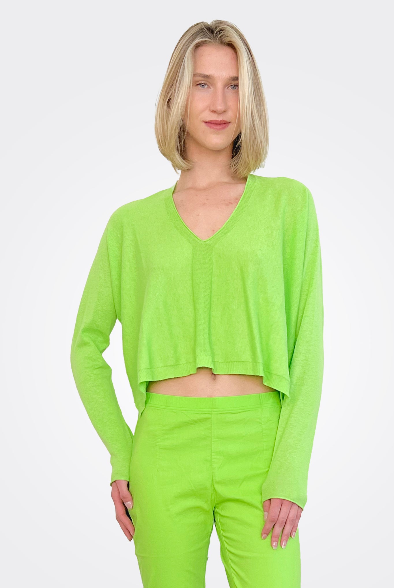 Asymmetric Knit Pullover - Lime by Rundholz | 25 South Boutiques
