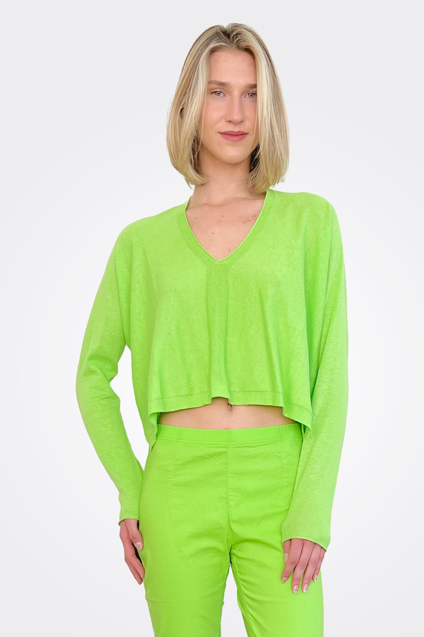 Asymmetric Knit Pullover - Lime by Rundholz | 25 South Boutiques