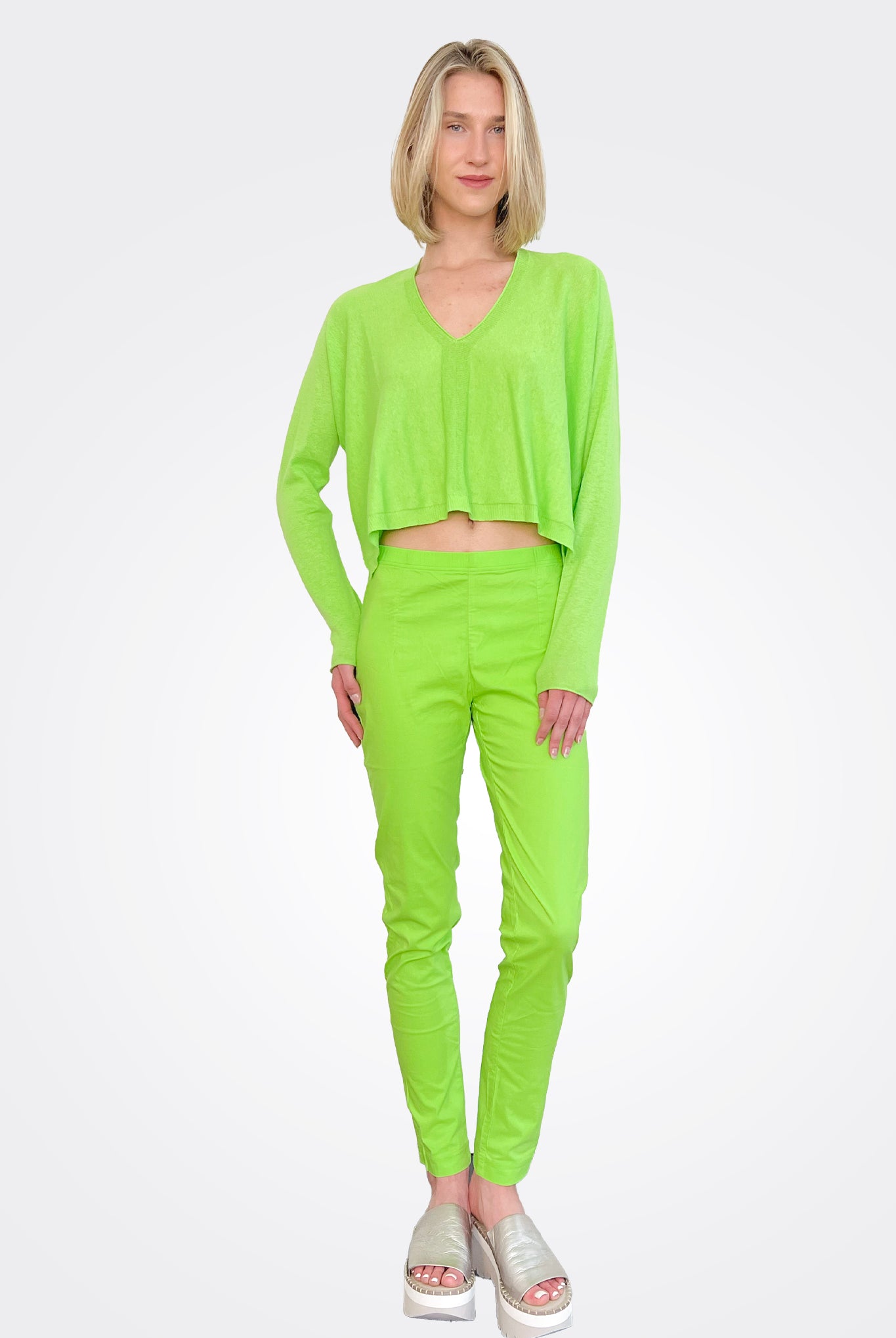 Asymmetric Knit Pullover - Lime by Rundholz — alternate view