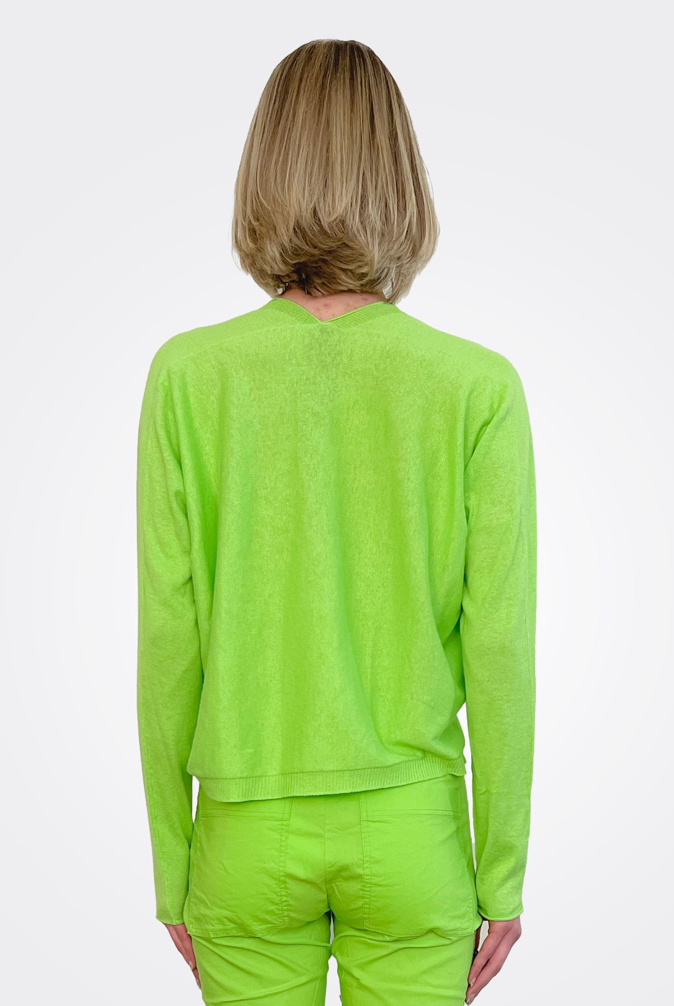 Asymmetric Knit Pullover - Lime by Rundholz — view 3