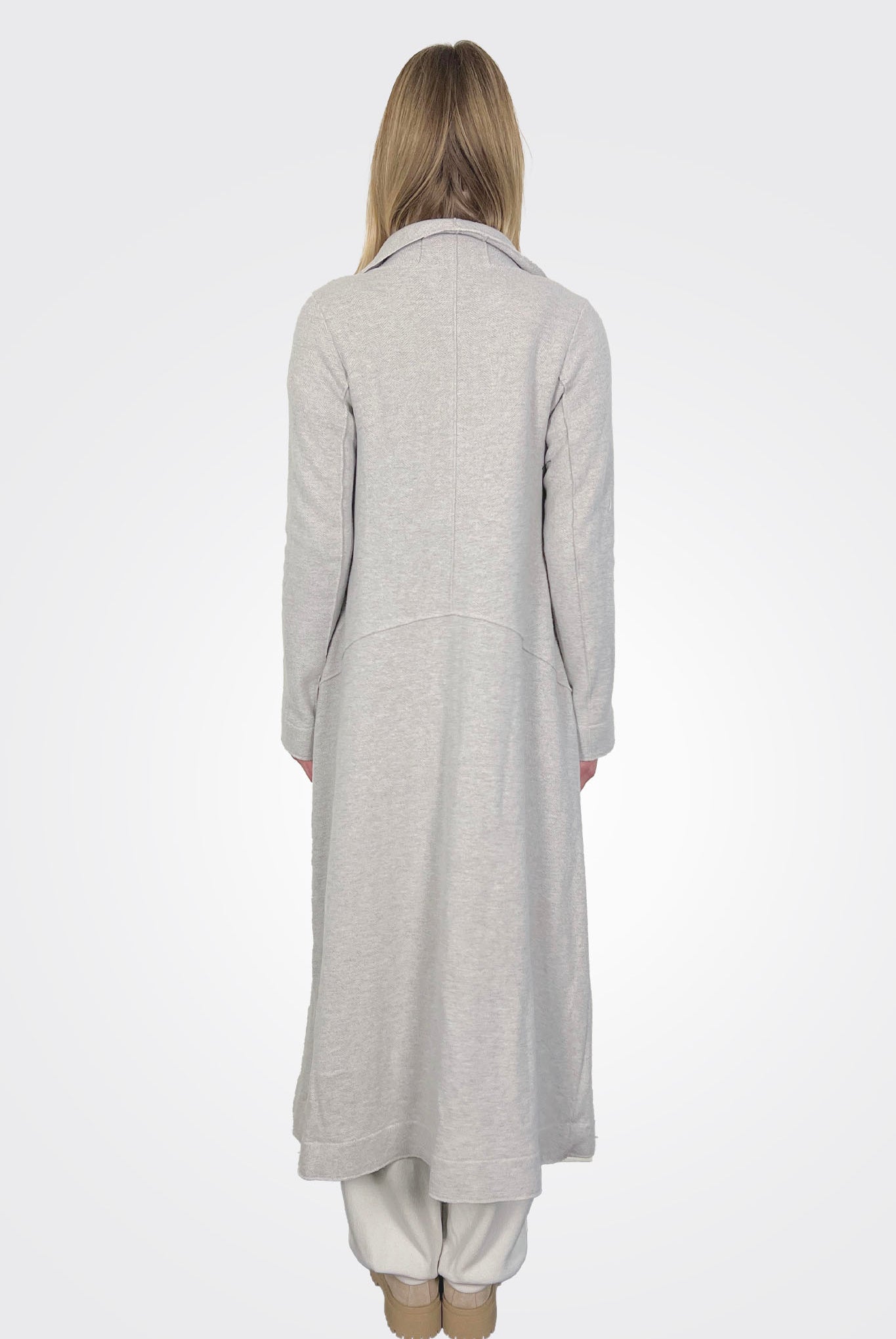 Long Slim High Collar Wool Coat - Grey Ice by Transit Par-Such — view 3