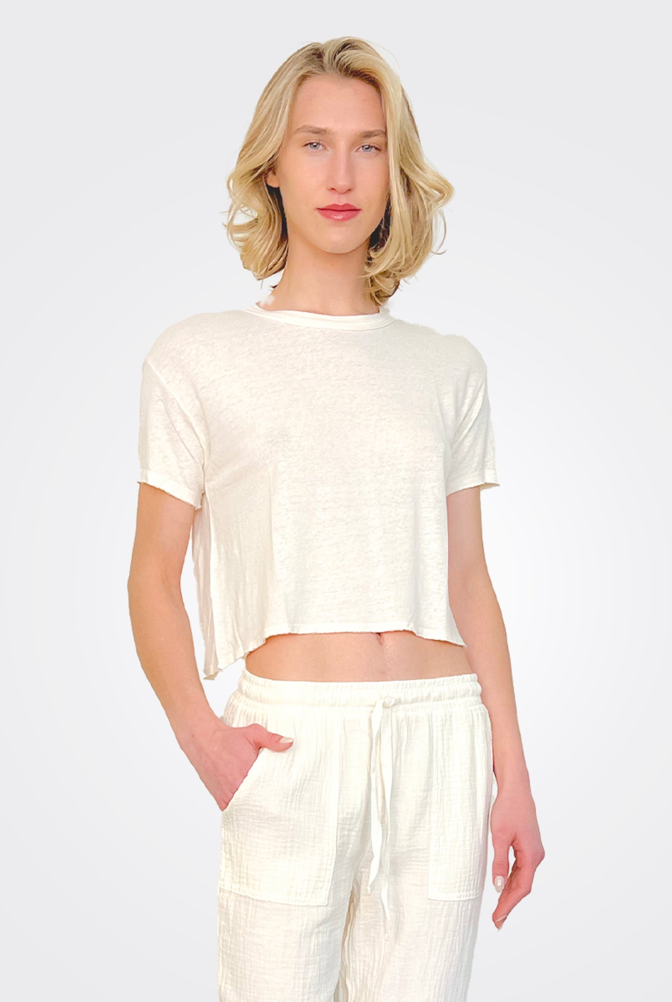 Boxy Crop Tee - Macadamia by Bobi | 25 South Boutiques