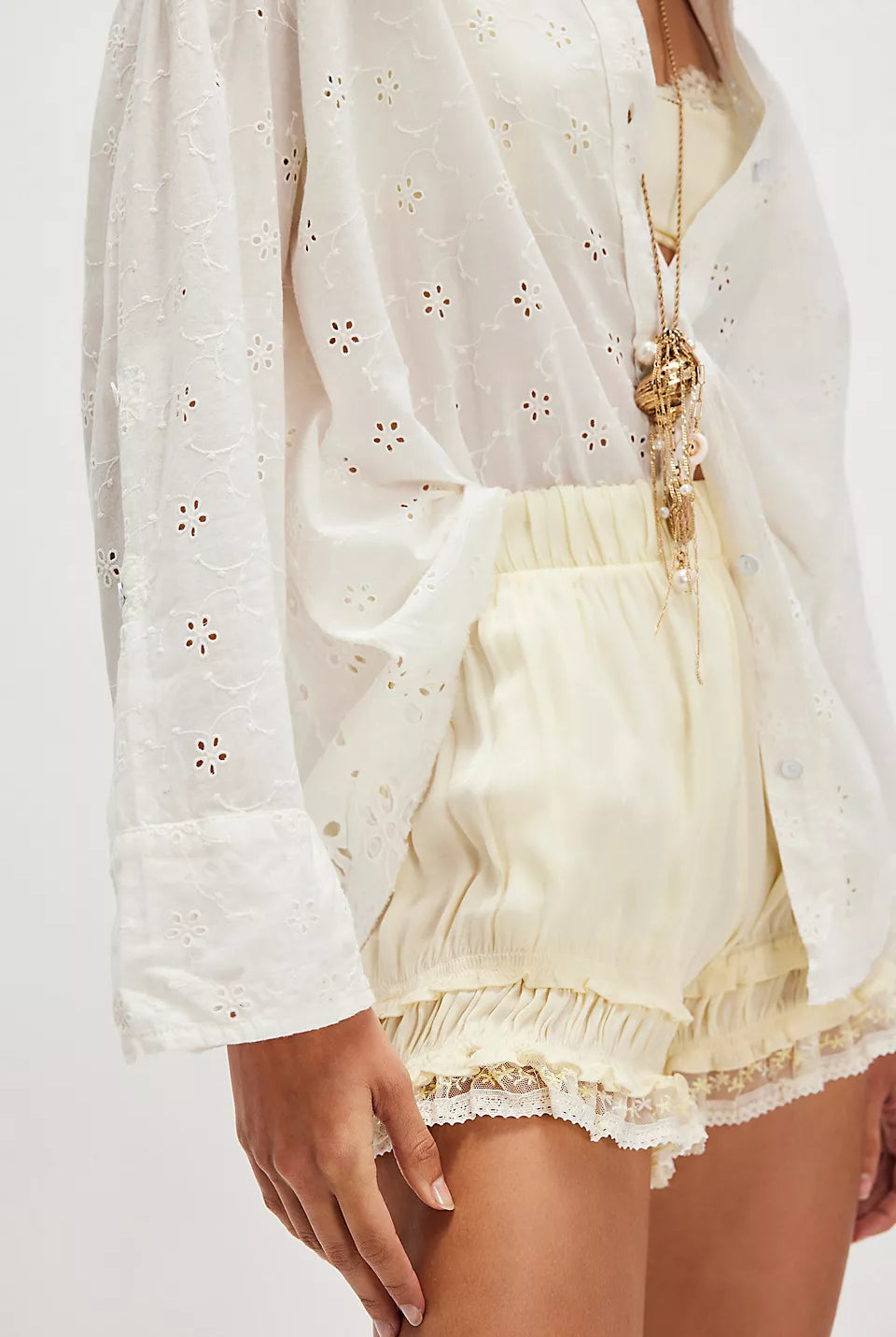 Mae Eyelight Shirt - Ecru Wash by Free People — view 3