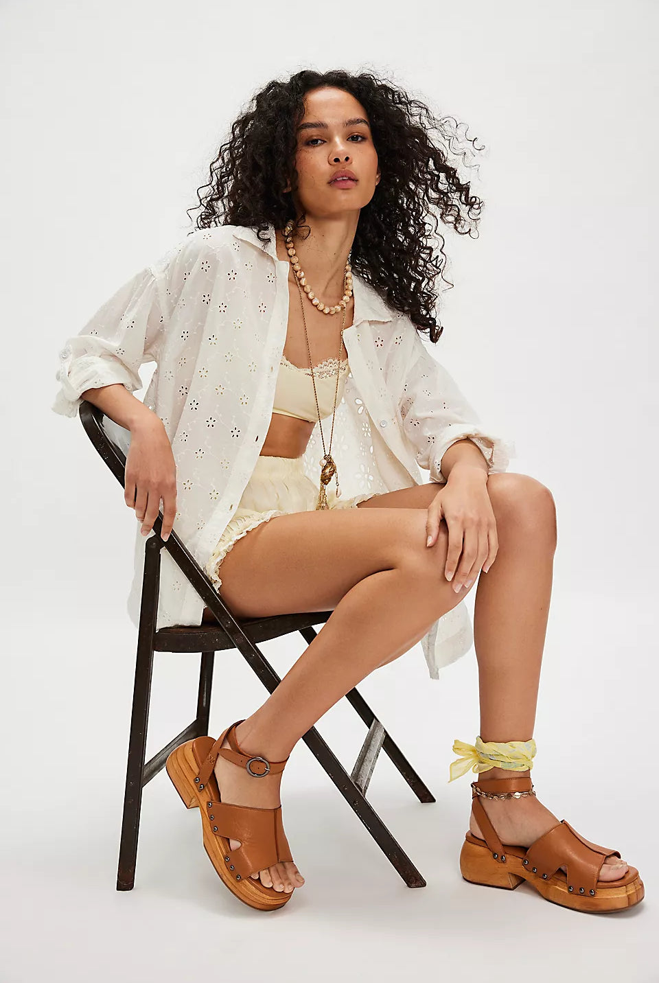 Mae Eyelight Shirt - Ecru Wash by Free People — view 4