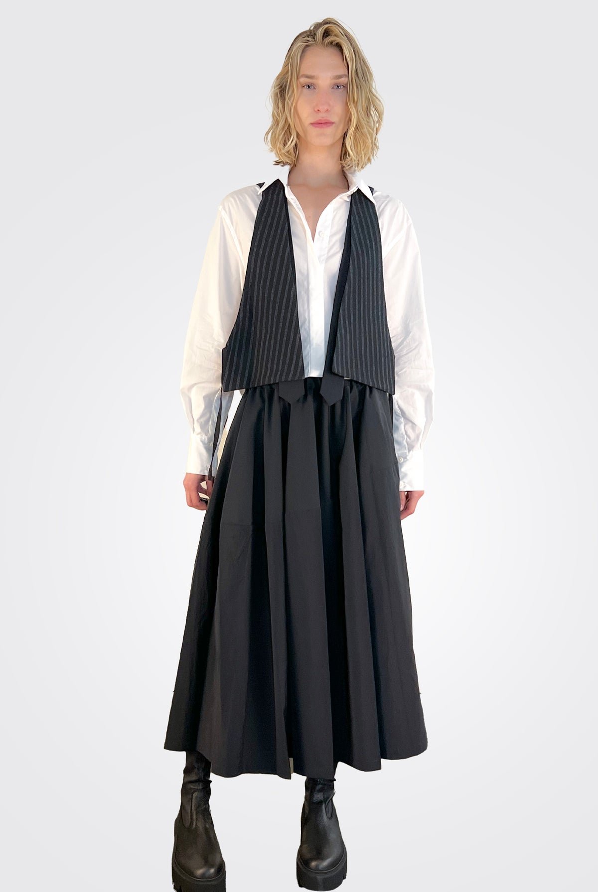 Pinstripe Vest - Nero by Malloni — view 5