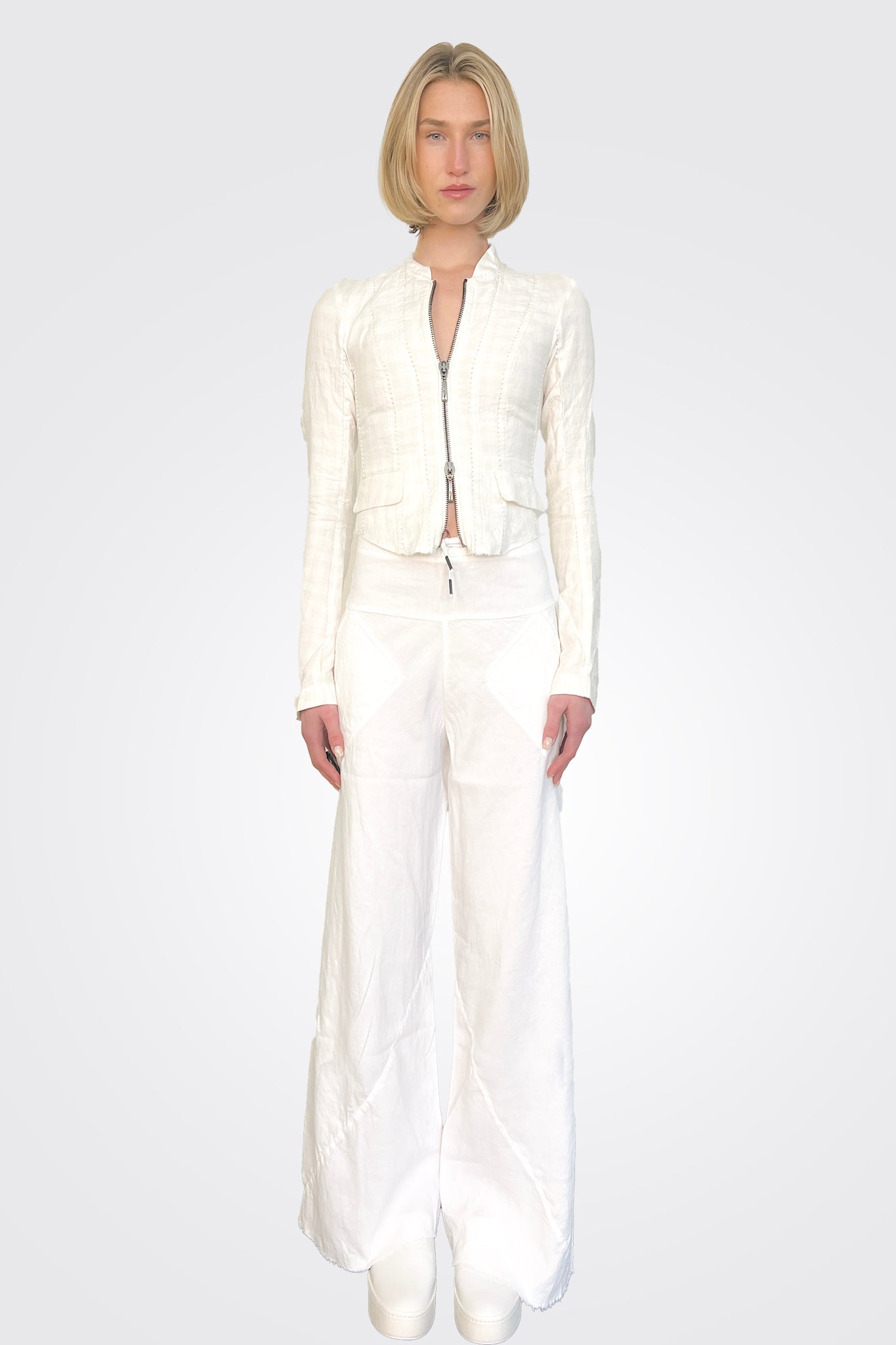 Linen Flared Trousers - Chalk by Masnada | 25 South Boutiques