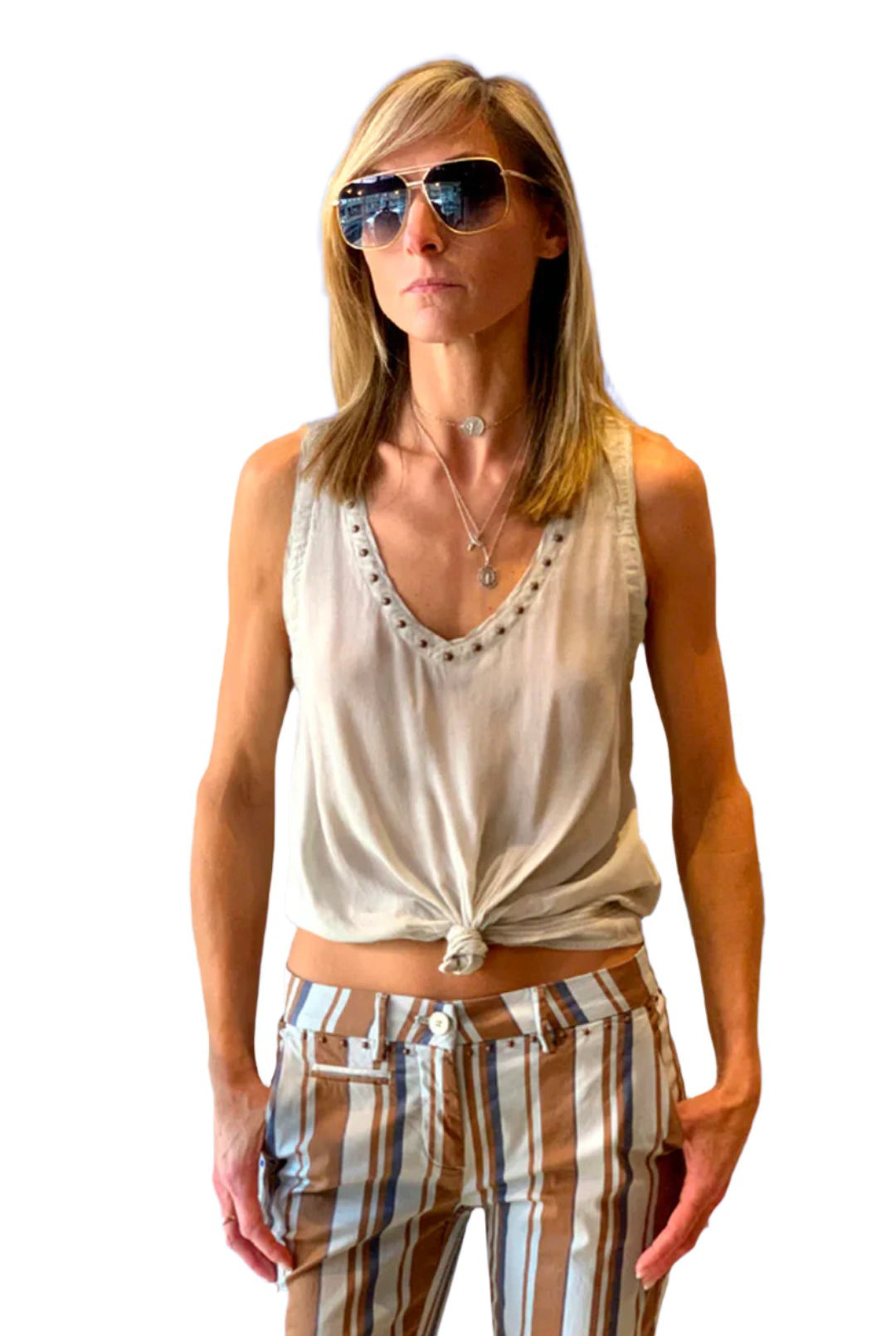 V Neck Tank - Grey by Masons | 25 South Boutiques