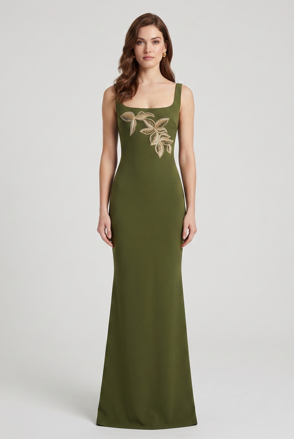 Lijia Beaded Applique Trumpet Gown - Matcha by Chiara Boni | 25 South Boutiques