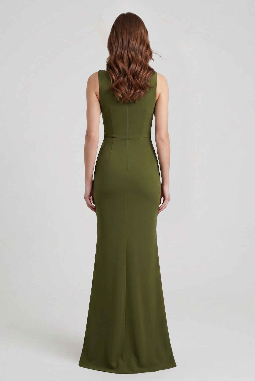 Lijia Beaded Applique Trumpet Gown - Matcha by Chiara Boni — view 3