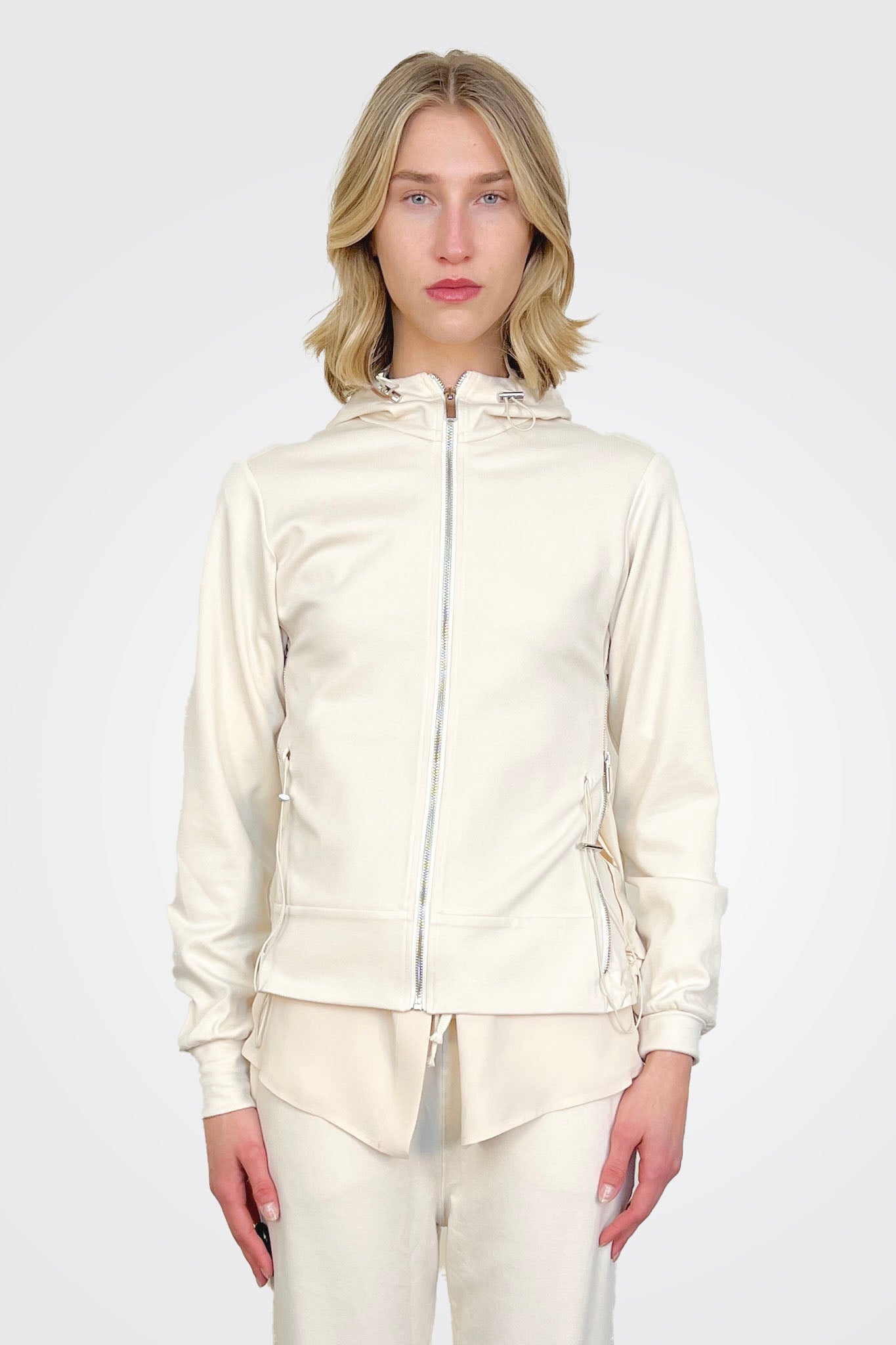 Multi Zip Hooded Jacket - Beige by MeiMeij | 25 South Boutiques